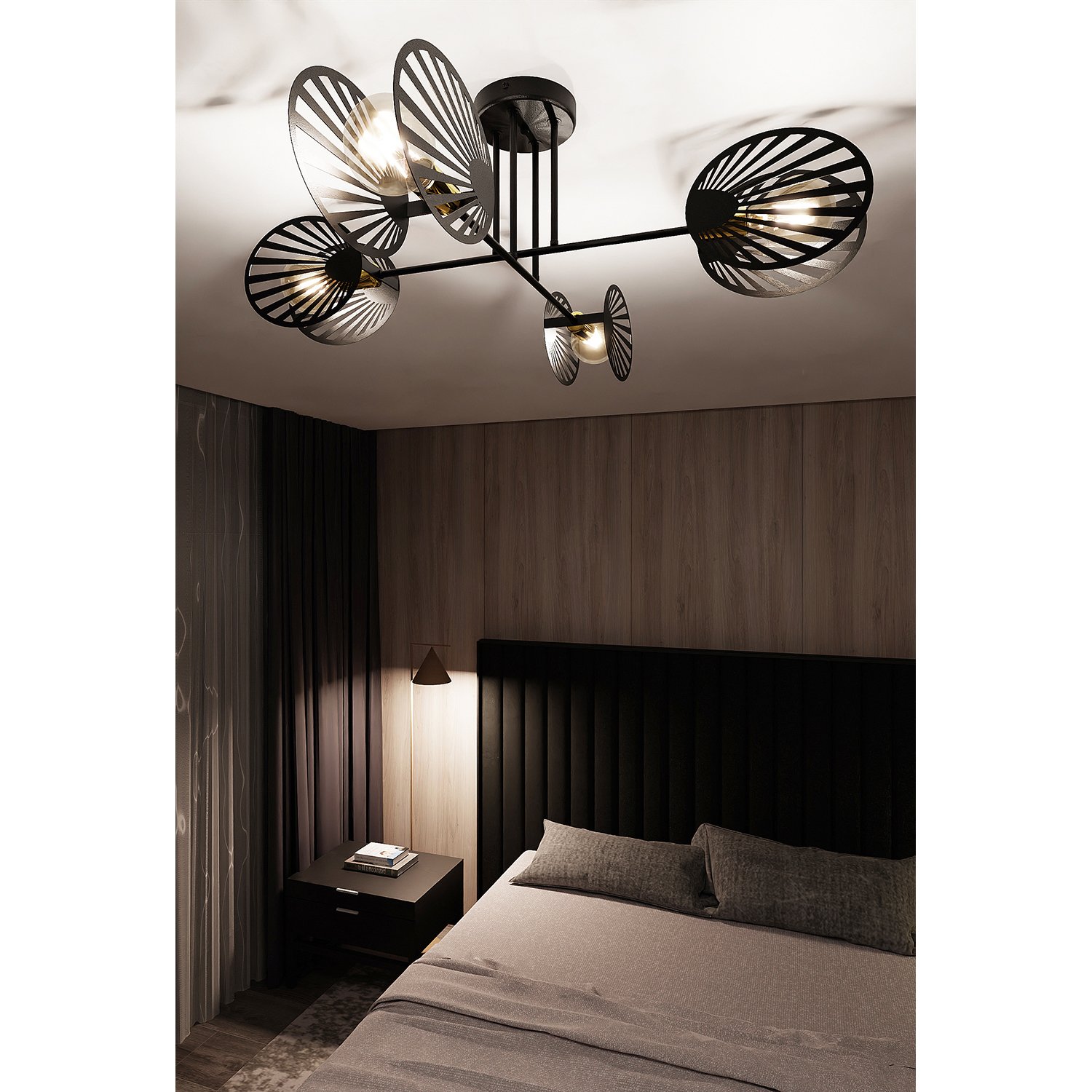 Plafoniera Moderna Ondurgo Acciaio Nero 4 Luci E27 1181/4
