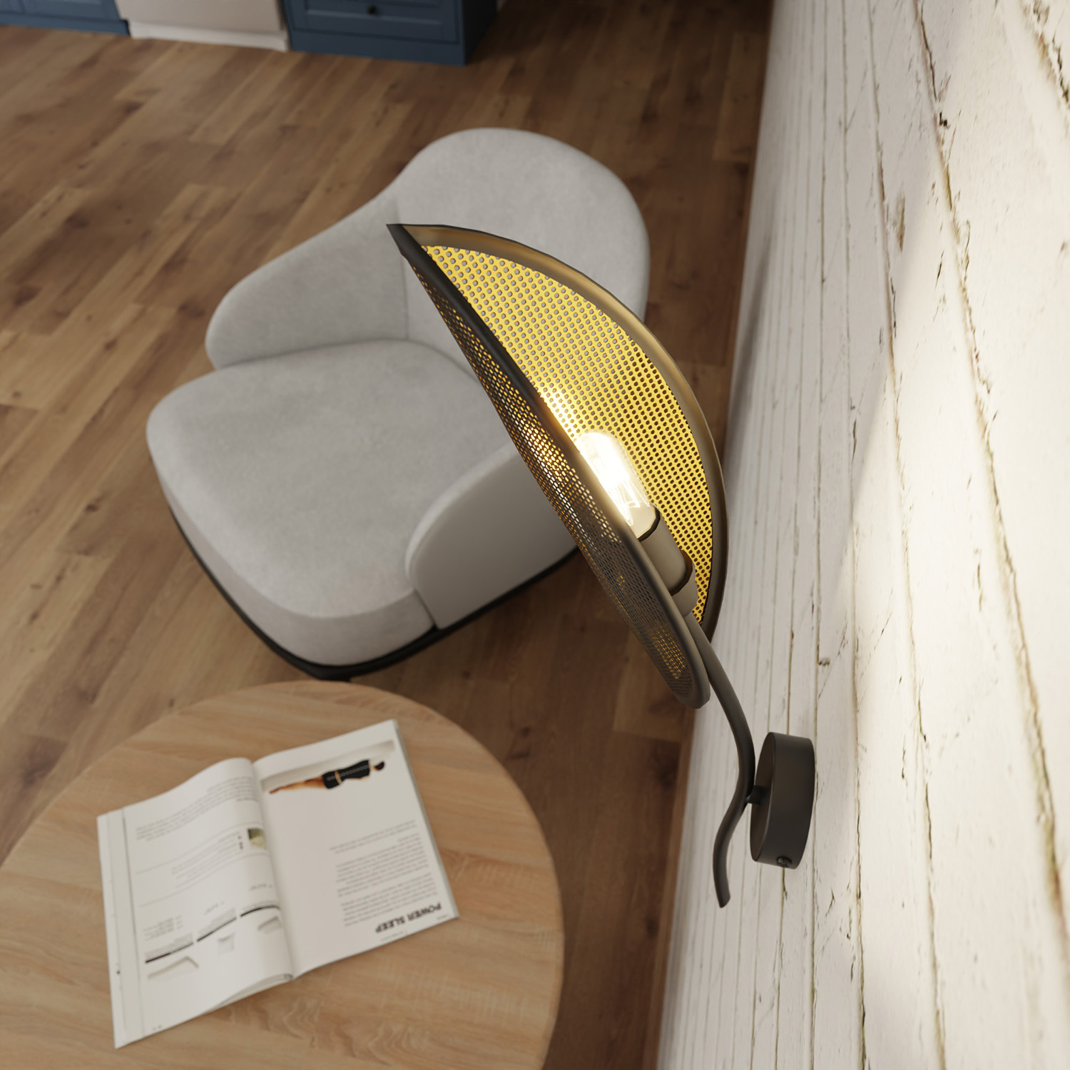 Applique Nordica 1 Luce Ares In Acciaio Nero Oro LA0102-EB-AP1-NR-OR