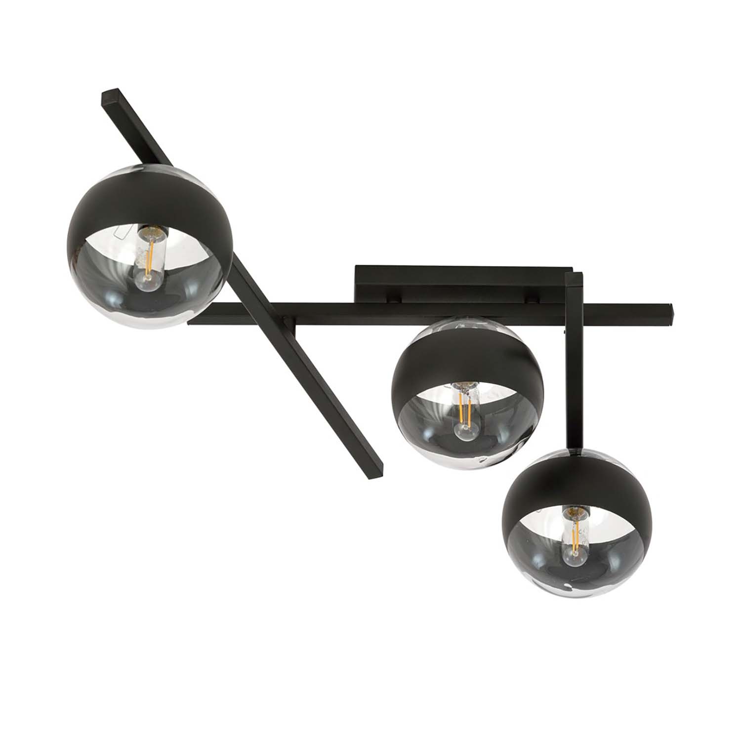 Plafoniera Moderna Teti Acciaio Nero 3 Luci E14 Ip20 LA0103-EB-PL3-NR-TR