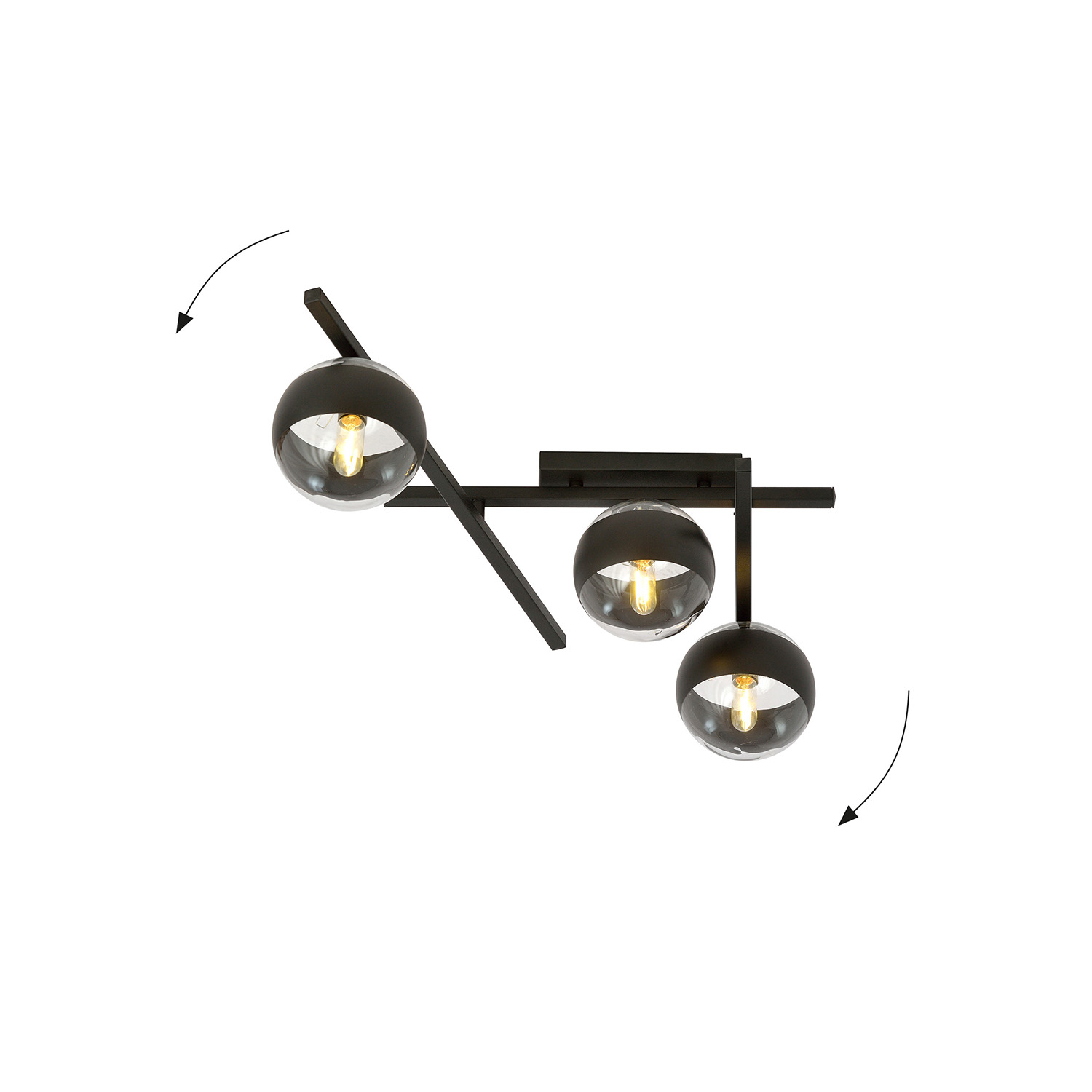 Plafoniera Moderna Teti Acciaio Nero 3 Luci E14 Ip20 LA0103-EB-PL3-NR-TR