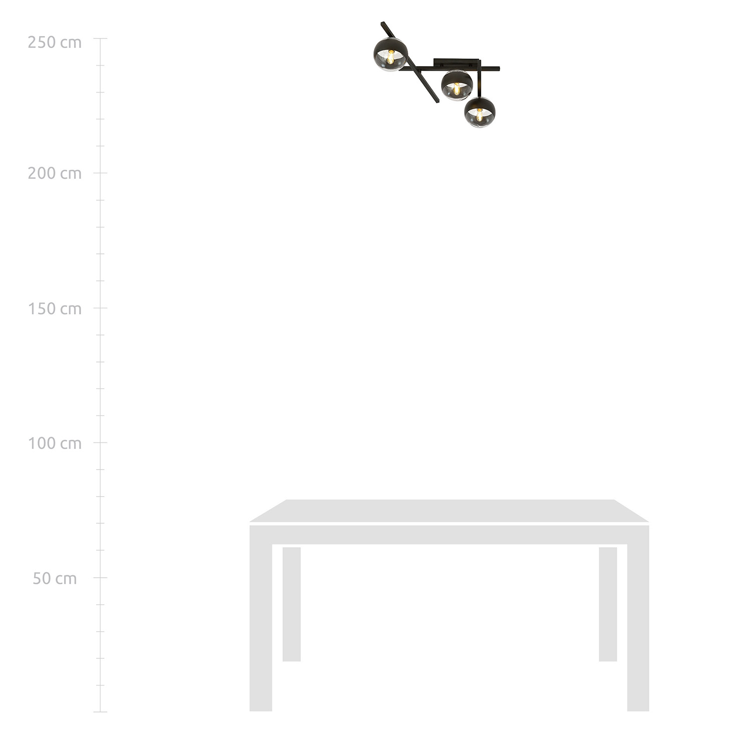 Plafoniera Moderna Teti Acciaio Nero 3 Luci E14 Ip20 LA0103-EB-PL3-NR-TR