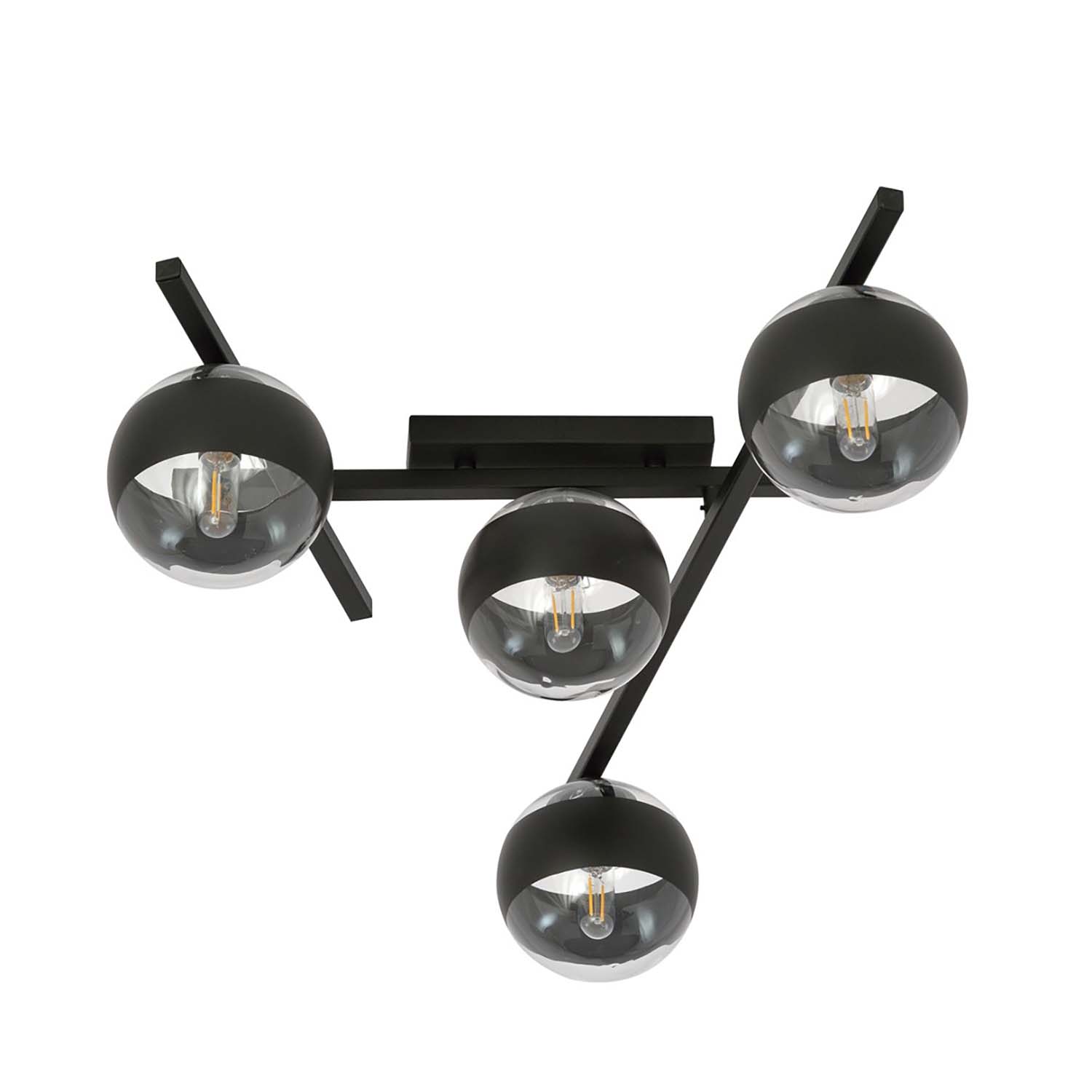 Plafoniera Moderna Teti Acciaio Nero 4 Luci E14 Ip20 LA0103-EB-PL4-NR-TR