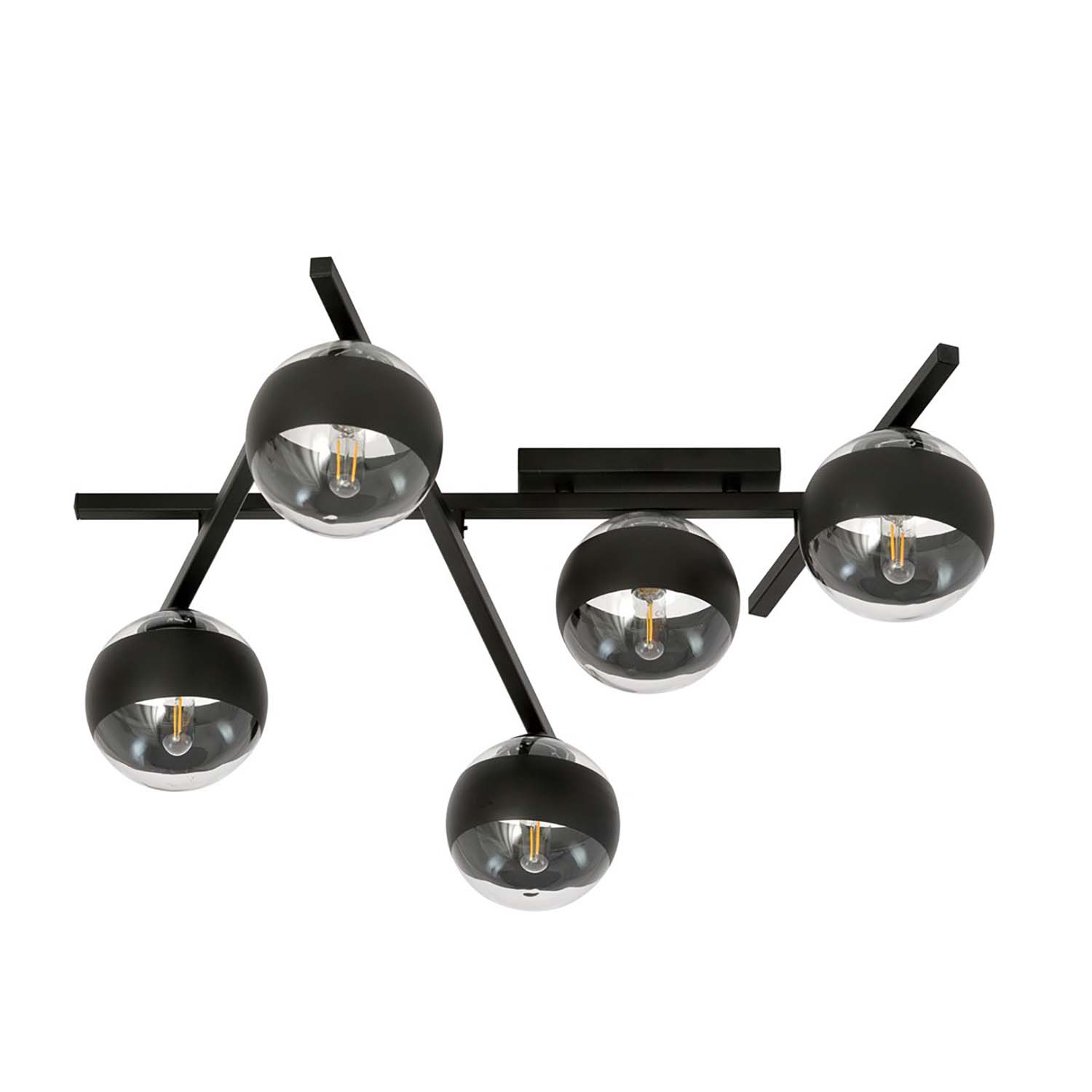 Plafoniera Moderna Teti Acciaio Nero 5 Luci E14 Ip20 LA0103-EB-PL5-NR-TR