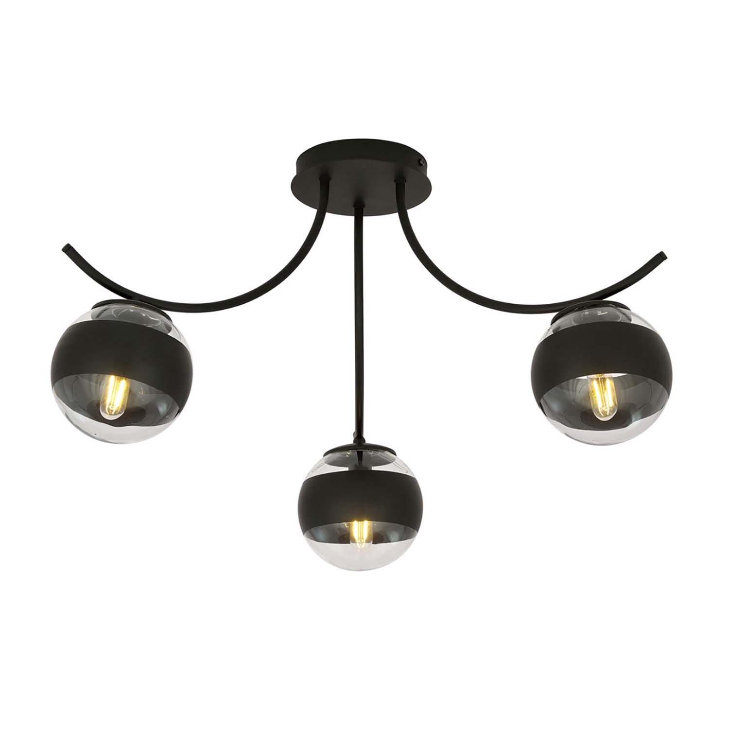 Plafoniera Moderna Coeo Acciaio Nero 3 Luci E14 Ip20
