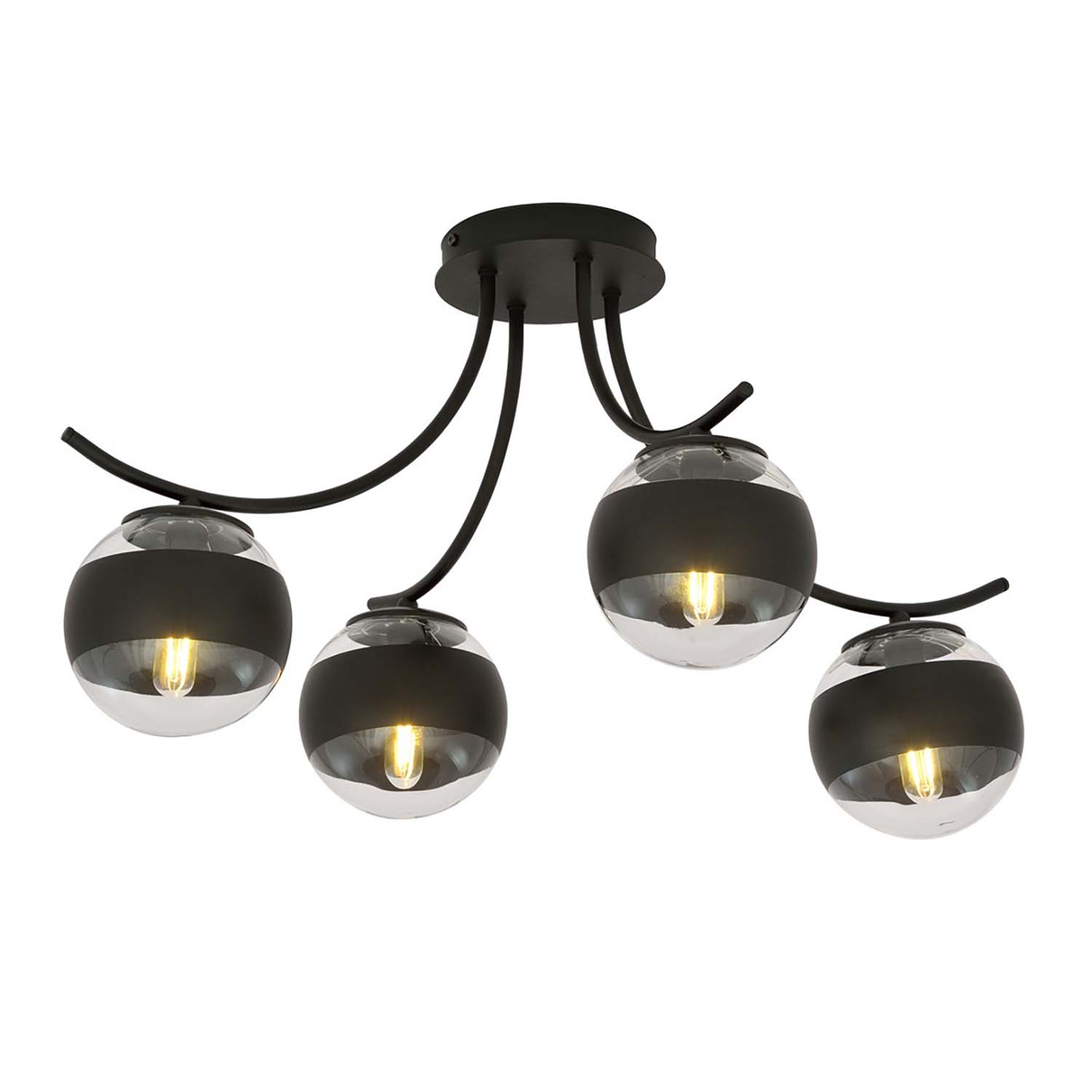 Plafoniera Moderna Coeo Acciaio Nero 4 Luci E14 Ip20