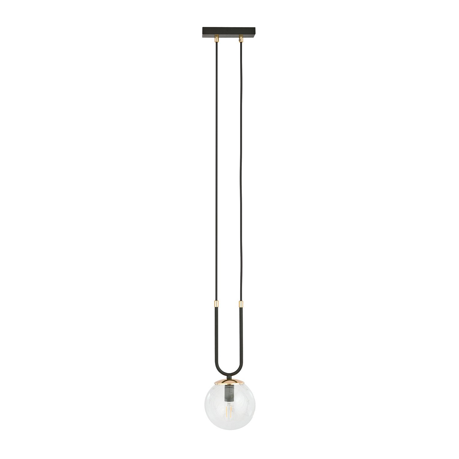 Sospensione Contemporanea 1 Luce Crio Acciaio Nero Oro E Sfera Vetro Trasparente LA0105-EB-1-NR-TR