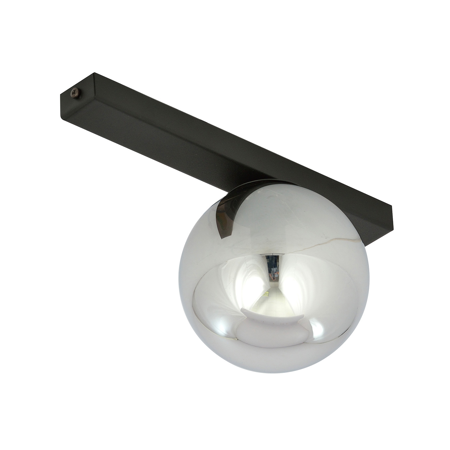 Plafoniera Moderna 1 Luce Giapeto Barra In Acciaio Nero E Sfera Di Vetro Fumè LA0106-EB-PL1-NR