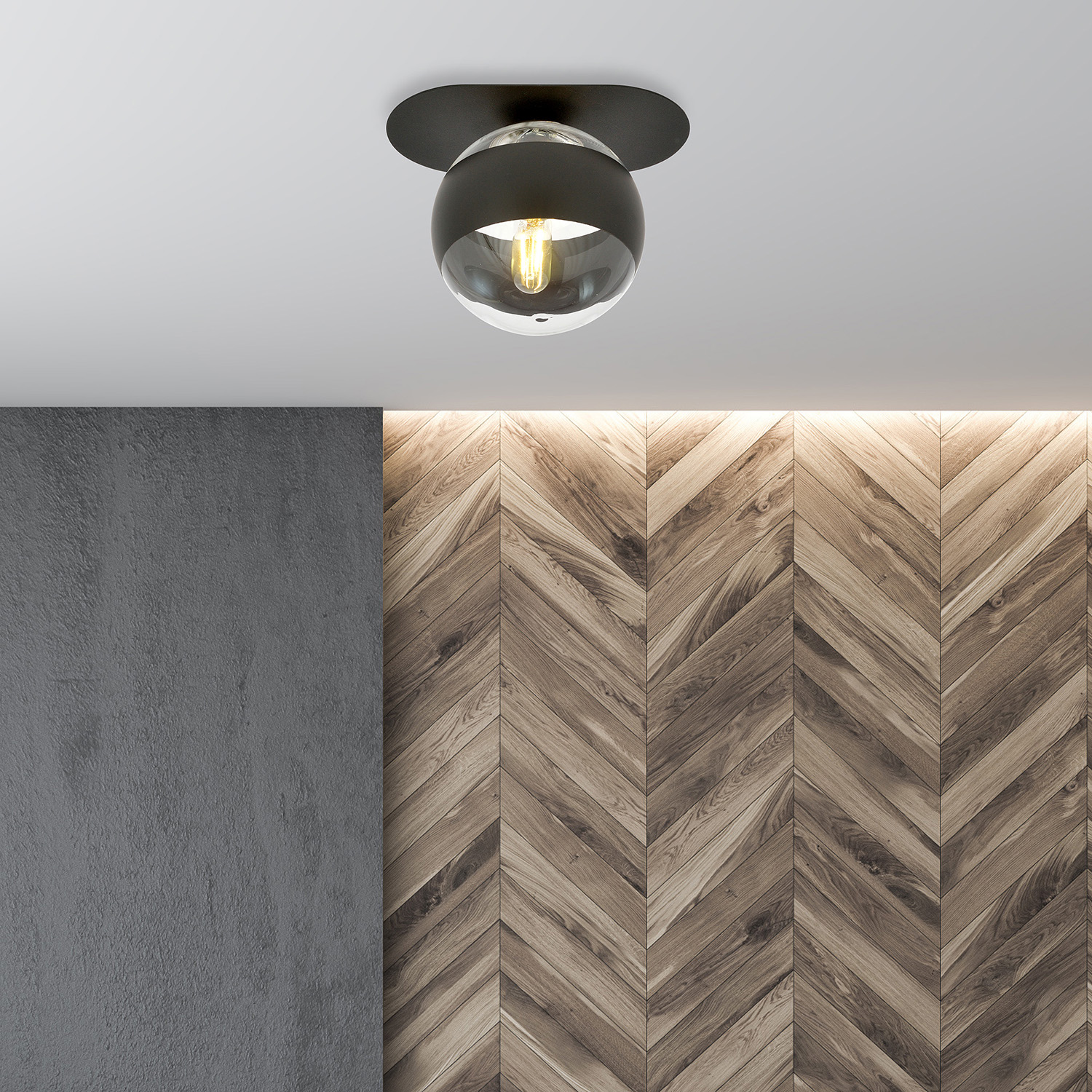 Plafoniera Minimal Teia Acciaio Nero 1 Luce E14 Ip20 LA0110-EB-PL1-NR