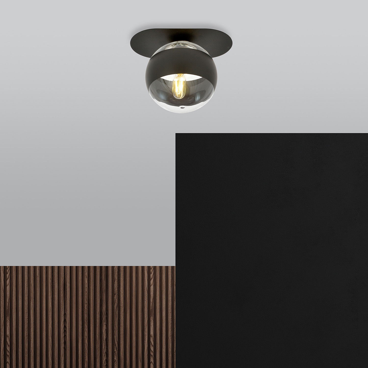 Plafoniera Minimal Teia Acciaio Nero 1 Luce E14 Ip20 LA0110-EB-PL1-NR