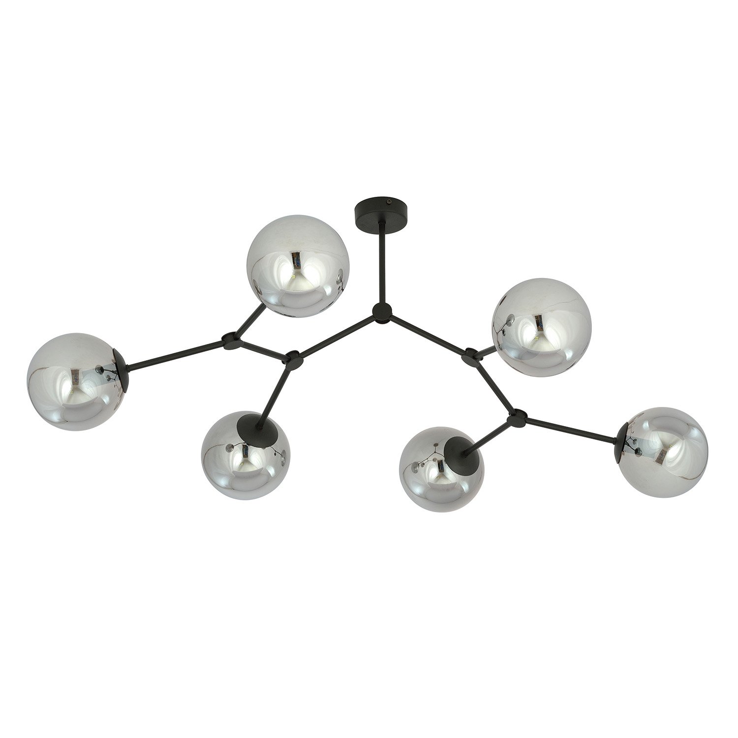 Plafoniera Minimal Selene Acciaio Nero Grigio 6 Luci E14 1134/6