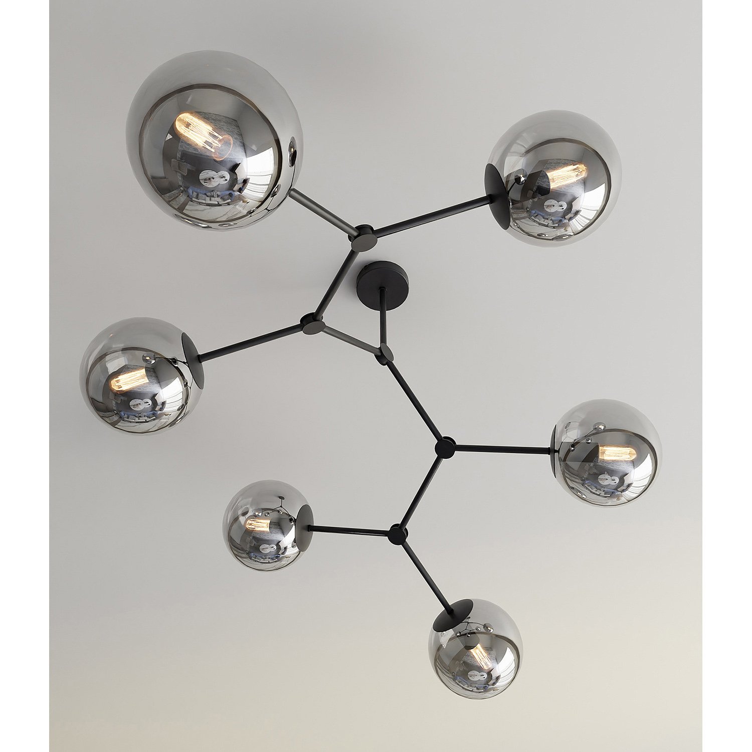Plafoniera Minimal Selene Acciaio Nero Grigio 6 Luci E14 1134/6