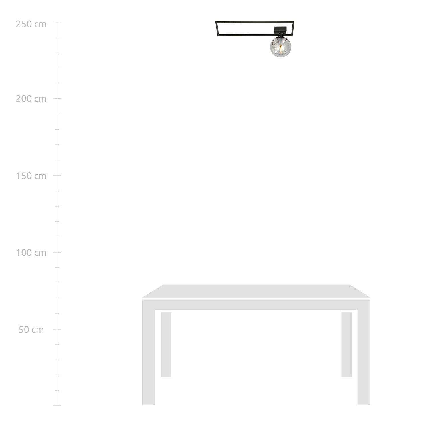 Plafoniera Moderna 1 Luce Perseo 1130/1A Acciaio Nero Vetro Fumè 1131/1A