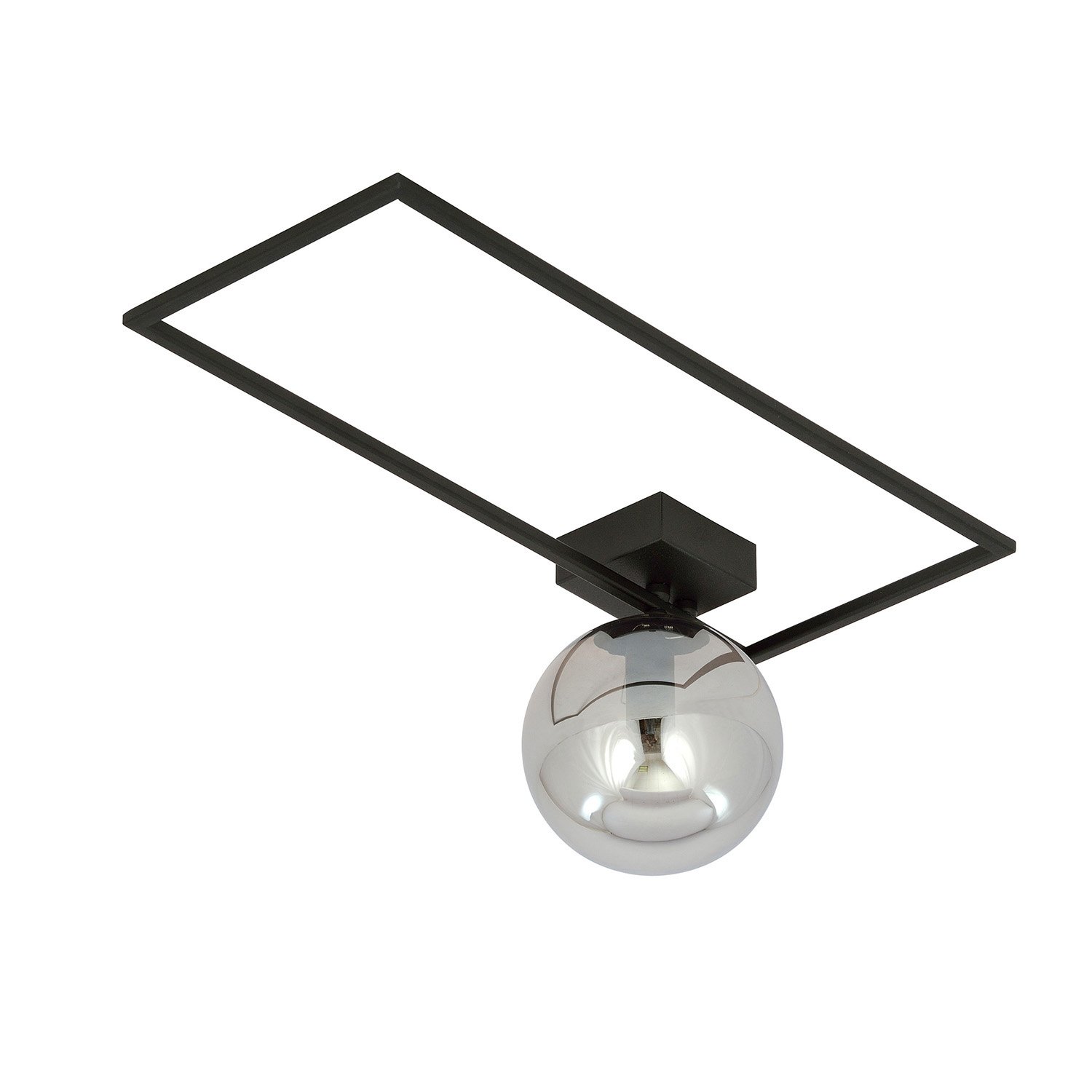 Plafoniera Moderna 1 Luce Perseo 1130/1A Acciaio Nero Vetro Fumè 1131/1A
