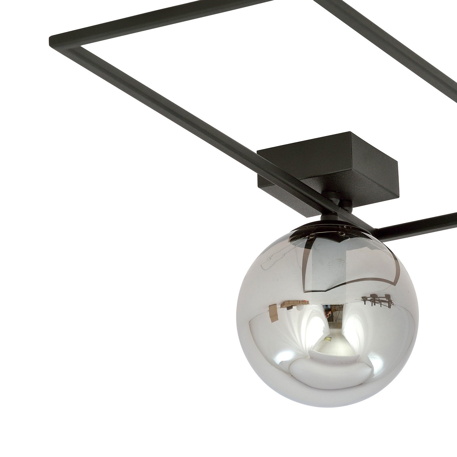 Plafoniera Moderna 1 Luce Perseo 1130/1A Acciaio Nero Vetro Fumè 1131/1A