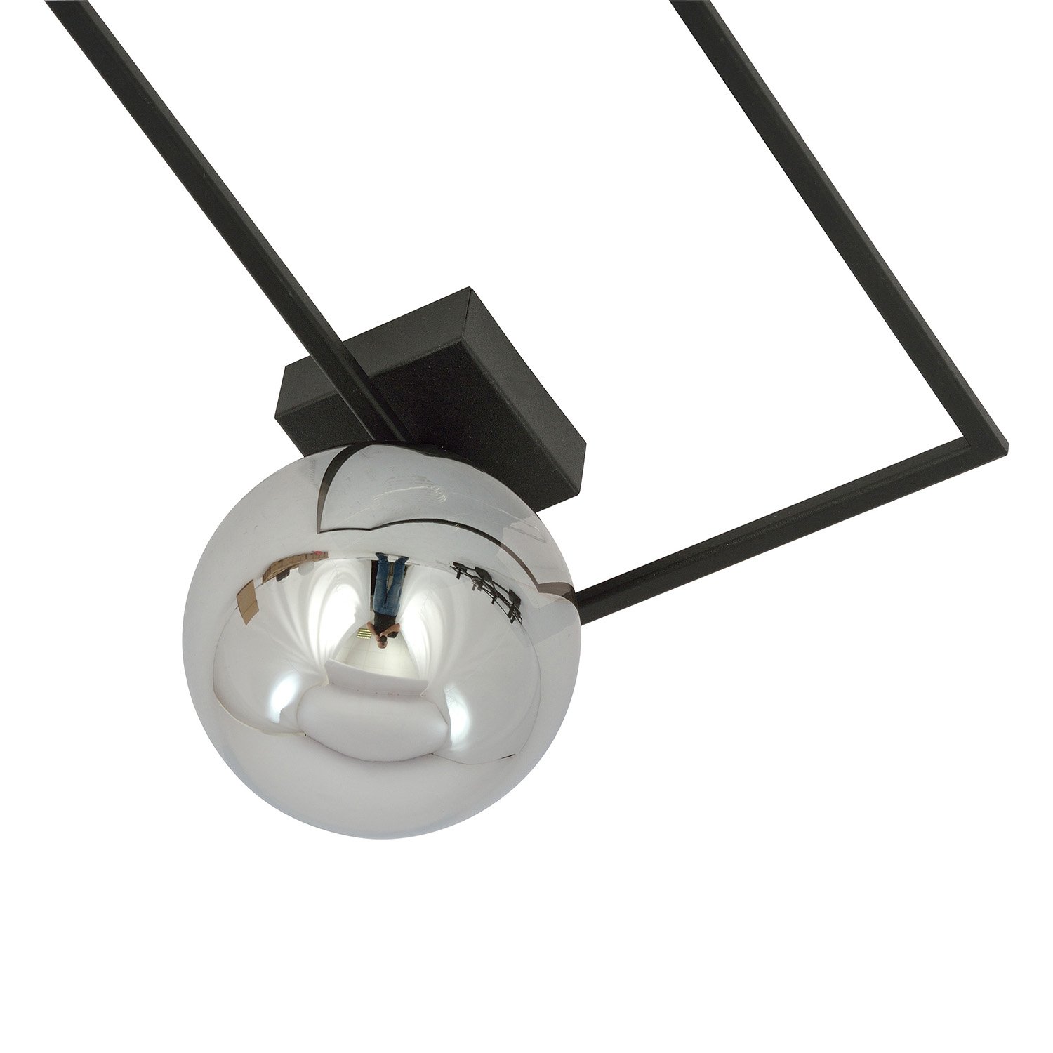 Plafoniera Moderna 1 Luce Perseo 1130/1A Acciaio Nero Vetro Fumè 1131/1A