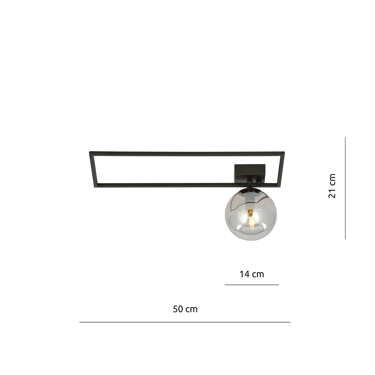 Plafoniera Moderna 1 Luce Perseo 1130/1A Acciaio Nero Vetro Fumè 1131/1A