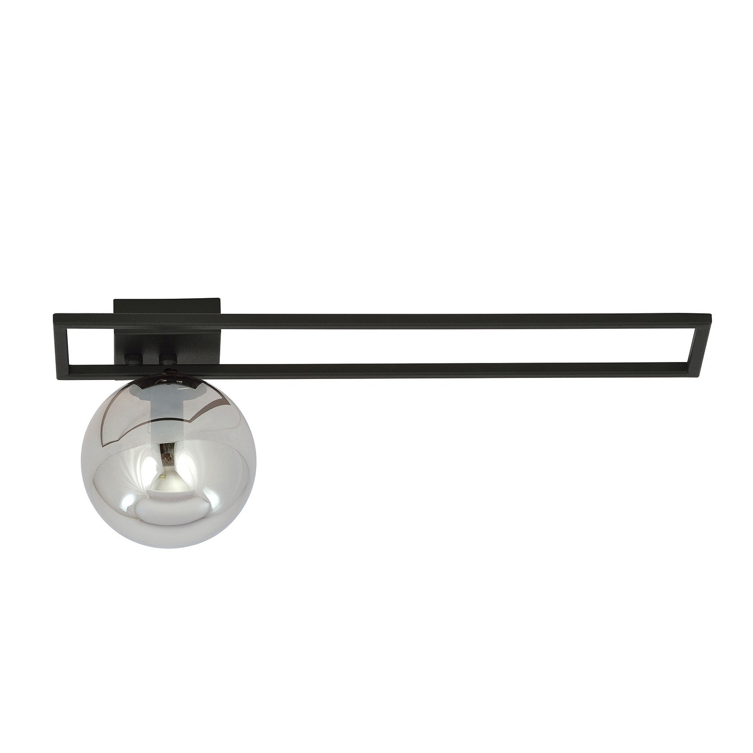 Plafoniera Moderna 1 Luce Perseo 1130/1C Acciaio Nero Vetro Fumè 1131/1C
