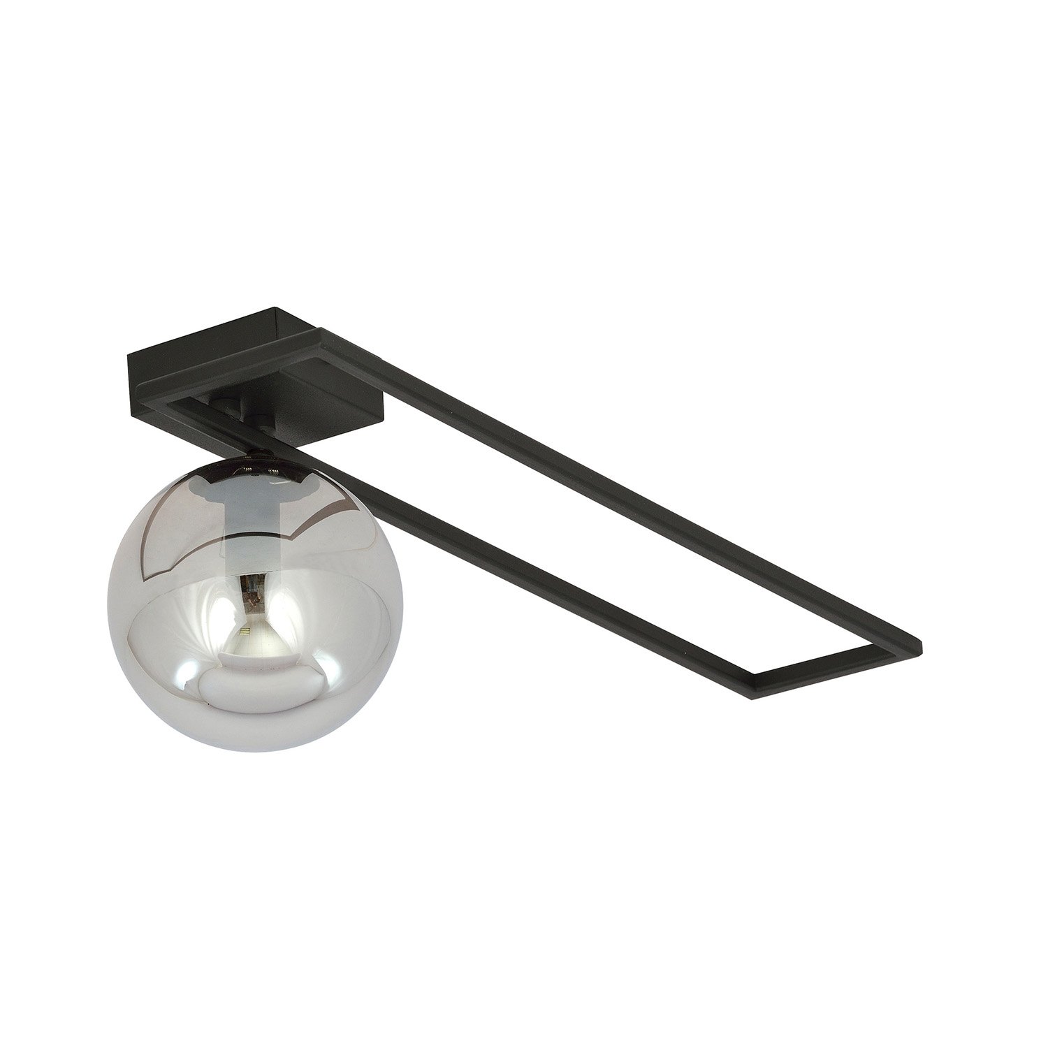 Plafoniera Moderna 1 Luce Perseo 1130/1C Acciaio Nero Vetro Fumè 1131/1C