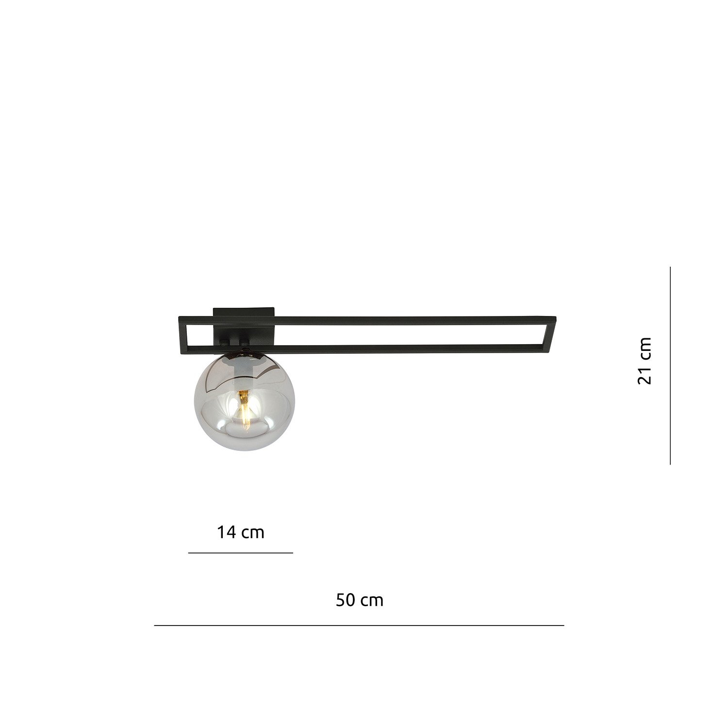 Plafoniera Moderna 1 Luce Perseo 1130/1C Acciaio Nero Vetro Fumè 1131/1C