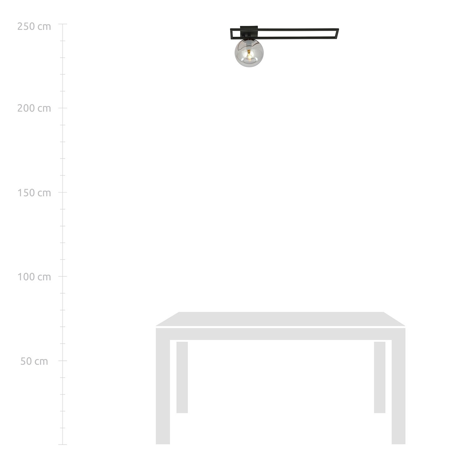 Plafoniera Moderna 1 Luce Perseo 1130/1C Acciaio Nero Vetro Fumè 1131/1C