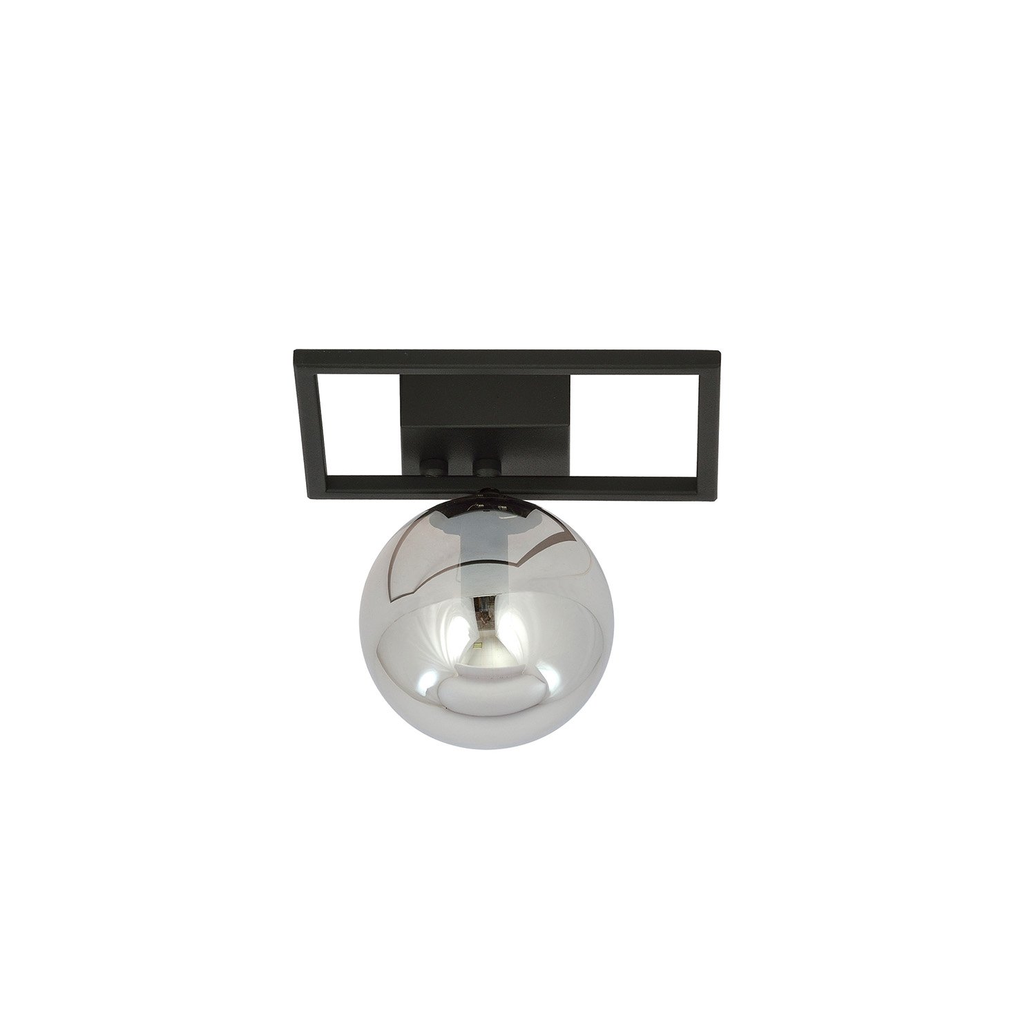 Plafoniera Moderna 1 Luce Perseo 1130/1E Acciaio Nero Vetro Fumè 1131/1E