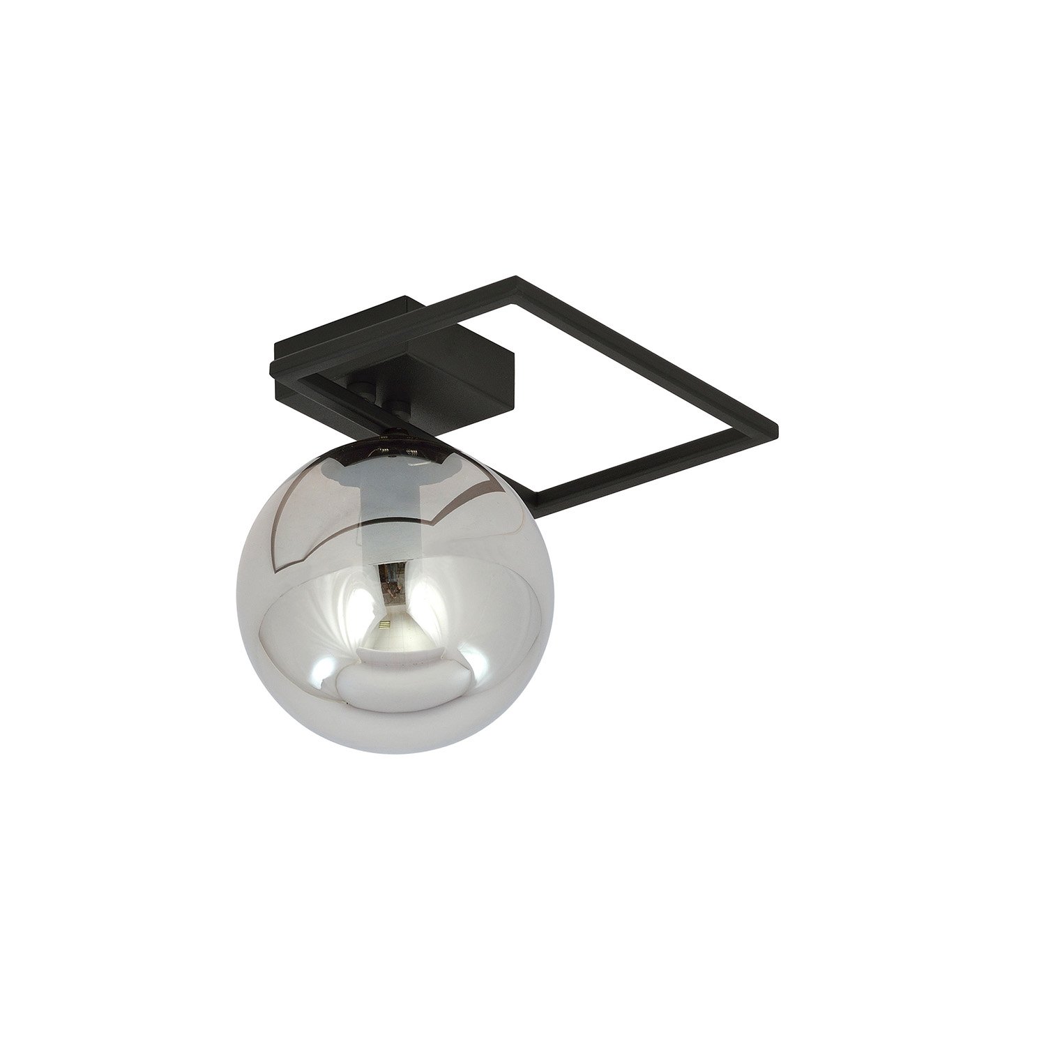 Plafoniera Moderna 1 Luce Perseo 1130/1E Acciaio Nero Vetro Fumè 1131/1E