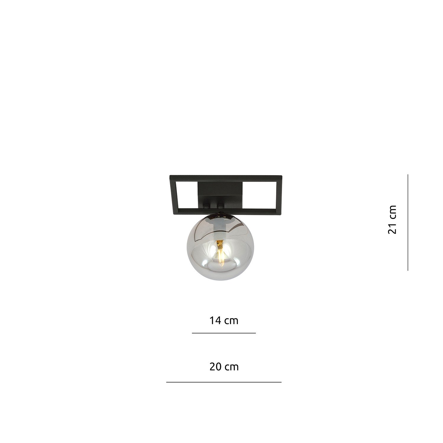 Plafoniera Moderna 1 Luce Perseo 1130/1E Acciaio Nero Vetro Fumè 1131/1E