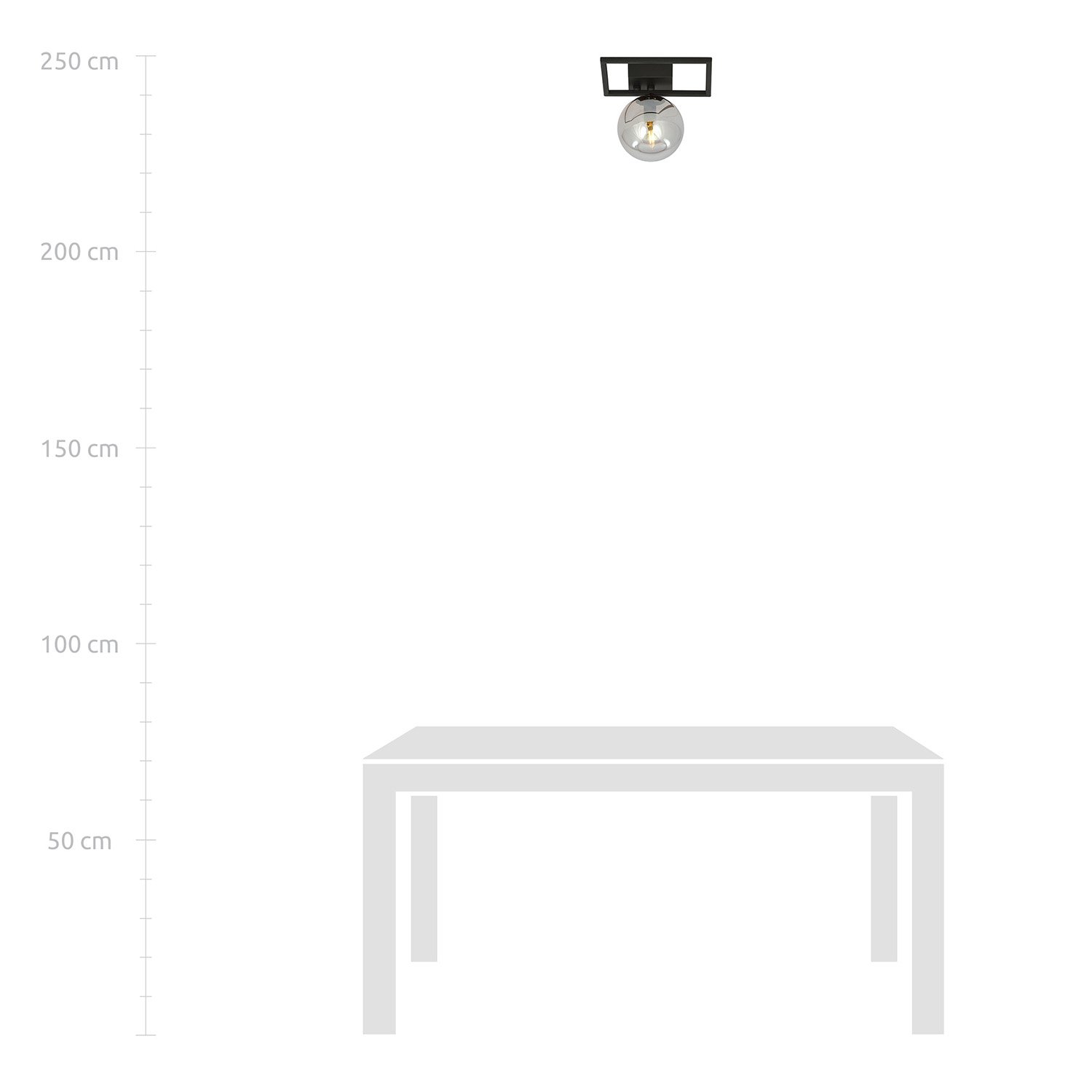 Plafoniera Moderna 1 Luce Perseo 1130/1E Acciaio Nero Vetro Fumè 1131/1E