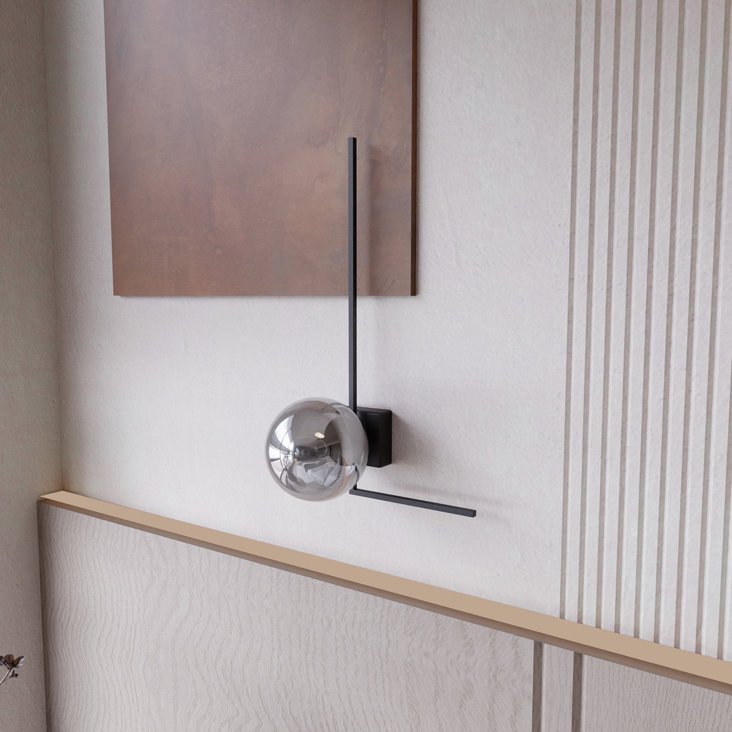 Plafoniera Moderna 1 Luce Perseo 1130/1F Acciaio Nero Vetro Fumè 1131/1F
