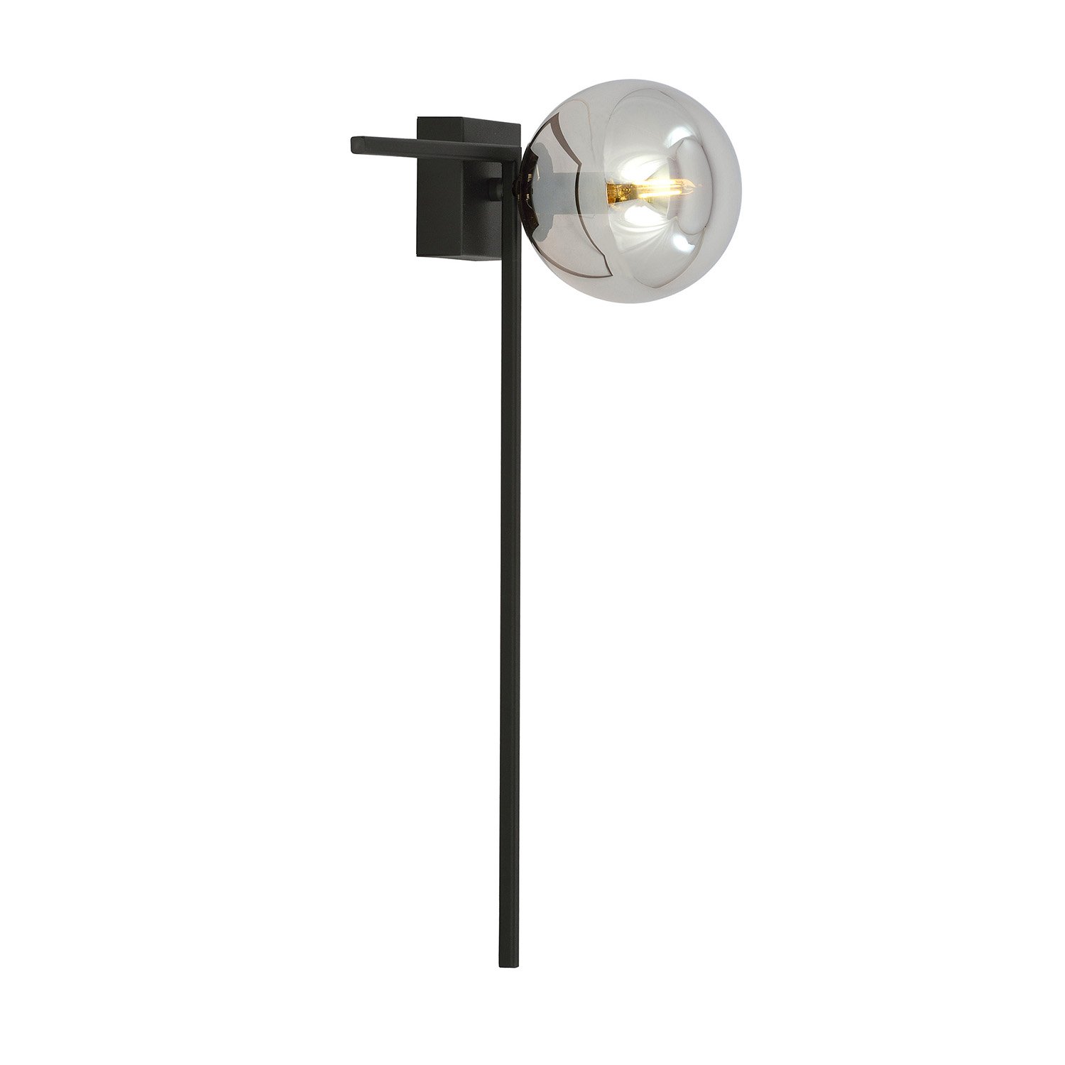 Plafoniera Moderna 1 Luce Perseo 1130/1F Acciaio Nero Vetro Fumè 1131/1F