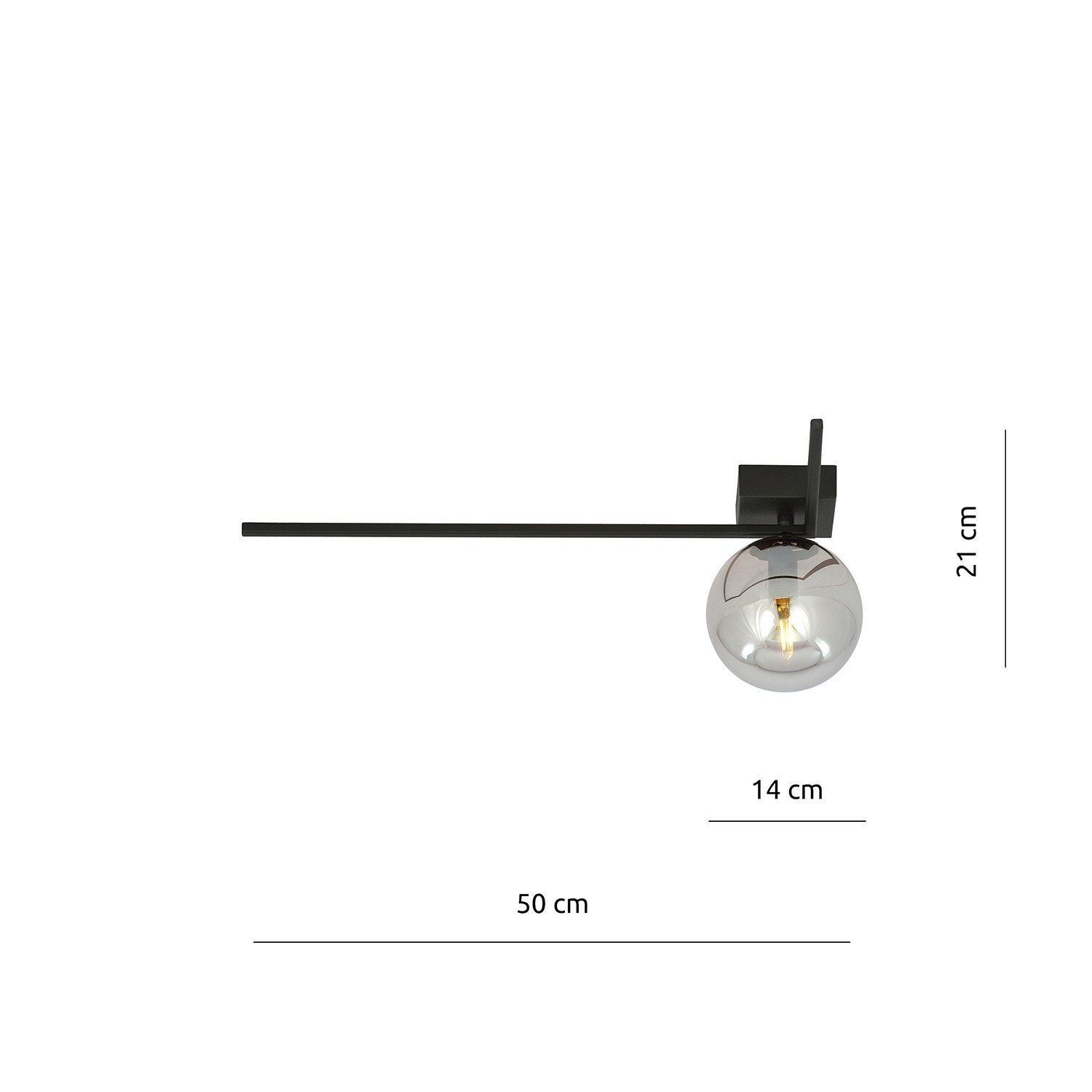 Plafoniera Moderna 1 Luce Perseo 1130/1F Acciaio Nero Vetro Fumè 1131/1F