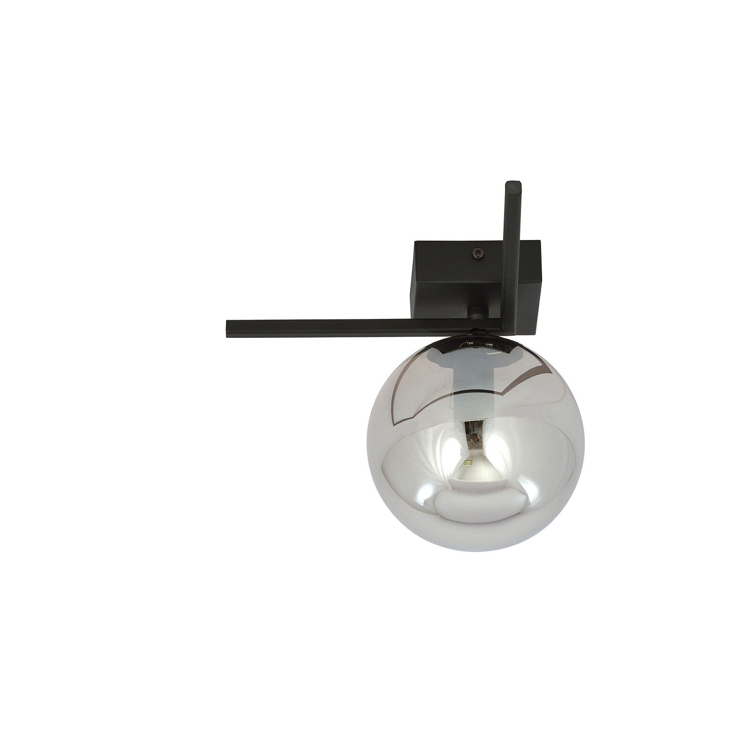 Plafoniera Moderna 1 Luce Perseo 1130/1G Acciaio Nero Vetro Fumè 1131/1G