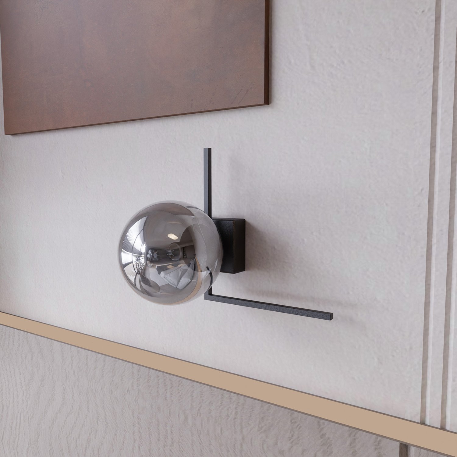 Plafoniera Moderna 1 Luce Perseo 1130/1G Acciaio Nero Vetro Fumè 1131/1G