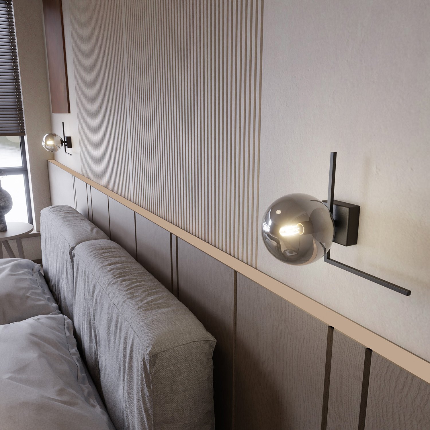 Plafoniera Moderna 1 Luce Perseo 1130/1G Acciaio Nero Vetro Fumè 1131/1G