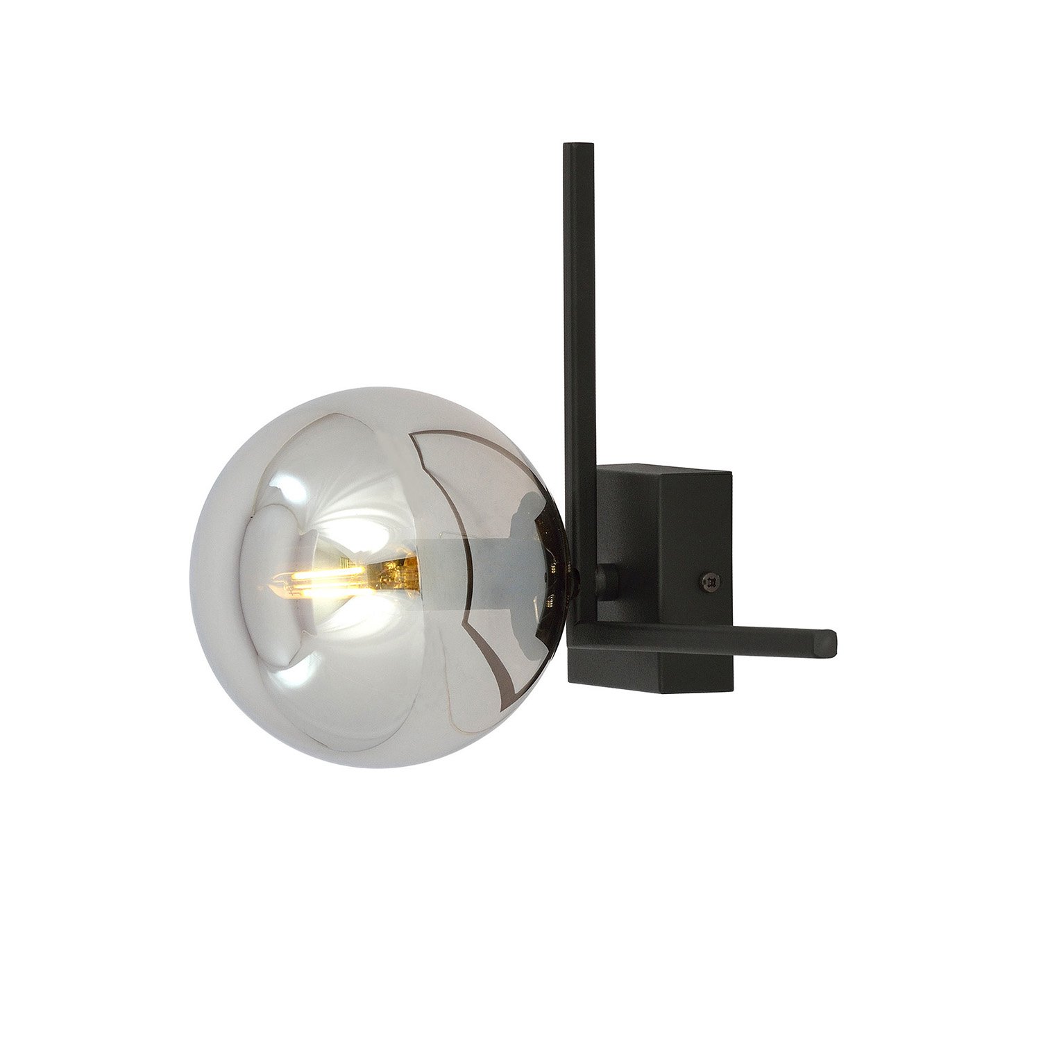 Plafoniera Moderna 1 Luce Perseo 1130/1G Acciaio Nero Vetro Fumè 1131/1G
