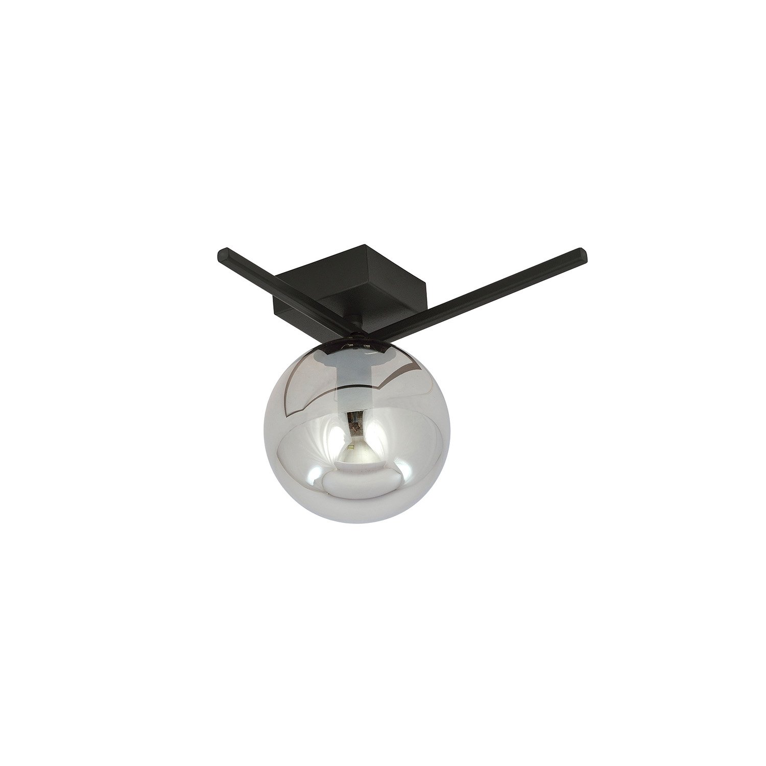 Plafoniera Moderna 1 Luce Perseo 1130/1G Acciaio Nero Vetro Fumè 1131/1G