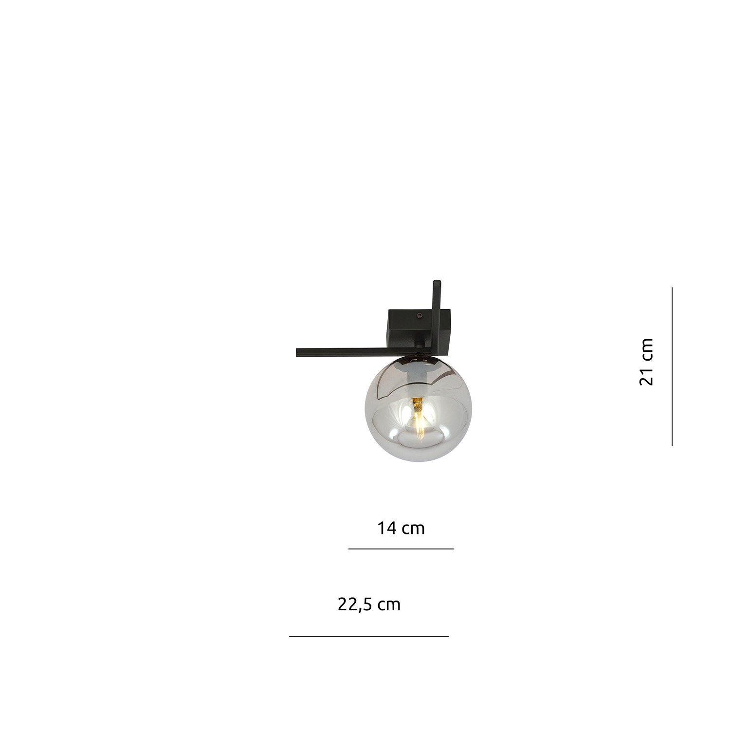 Plafoniera Moderna 1 Luce Perseo 1130/1G Acciaio Nero Vetro Fumè 1131/1G