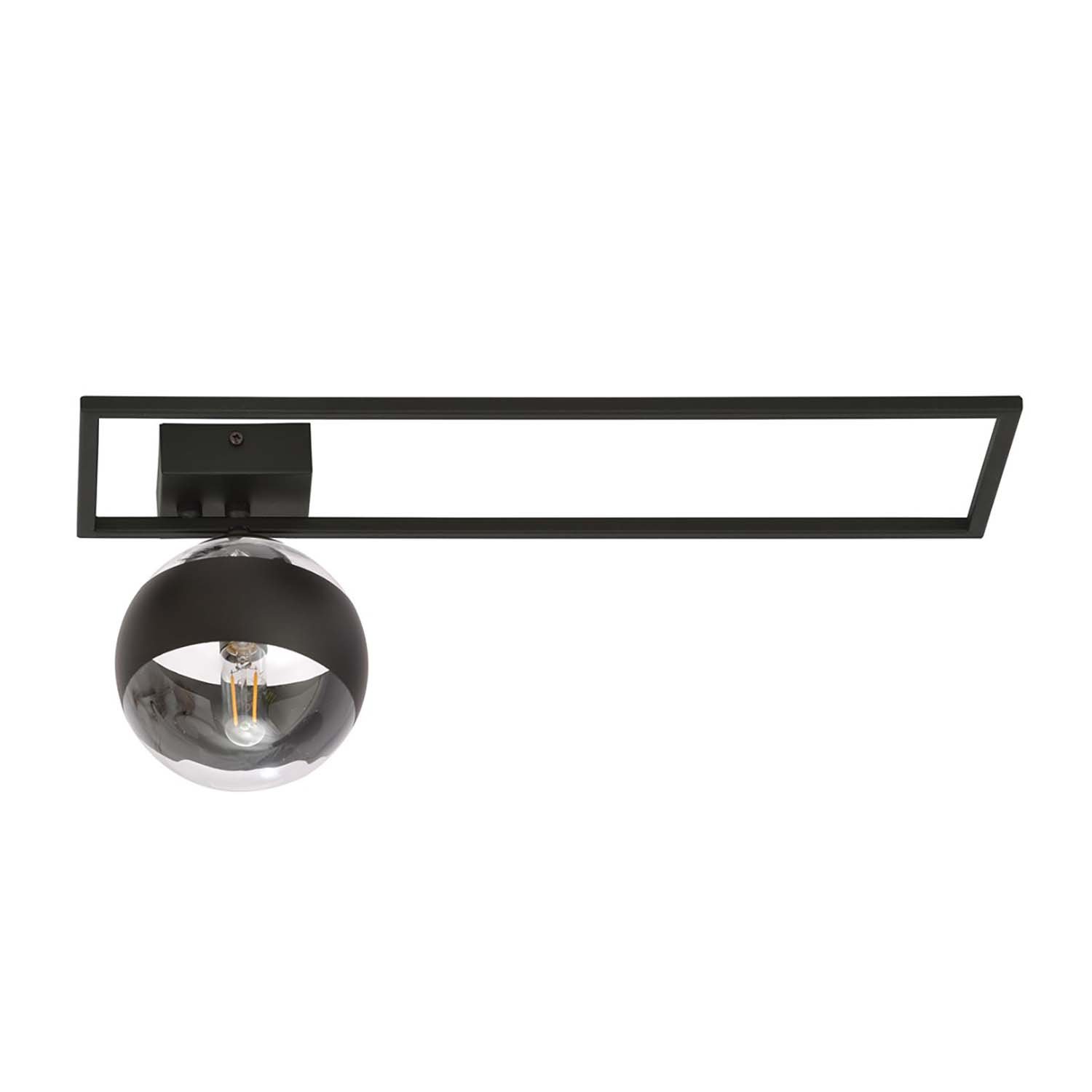 Plafoniera Moderna Perseo Acciaio Nero Trasparente Mod2 1 Luce E14 1132/1B