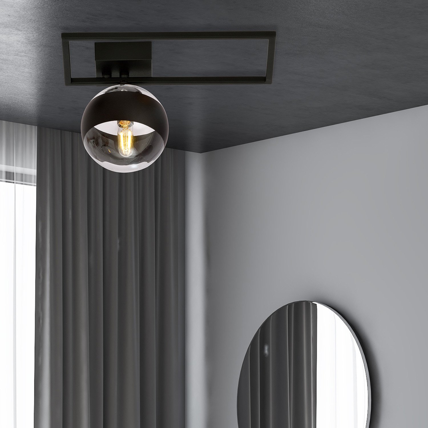 Plafoniera Moderna Perseo Acciaio Nero Mod4 1 Luce E14 1132/1D