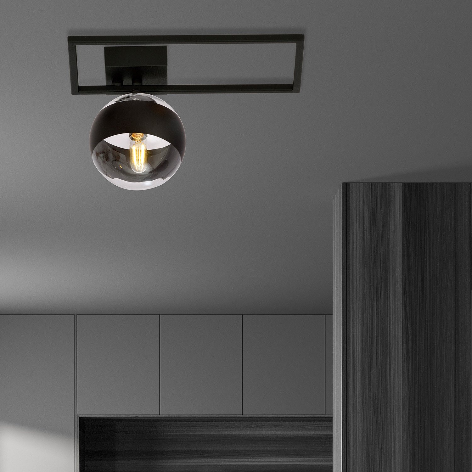 Plafoniera Moderna Perseo Acciaio Nero Mod4 1 Luce E14 1132/1D