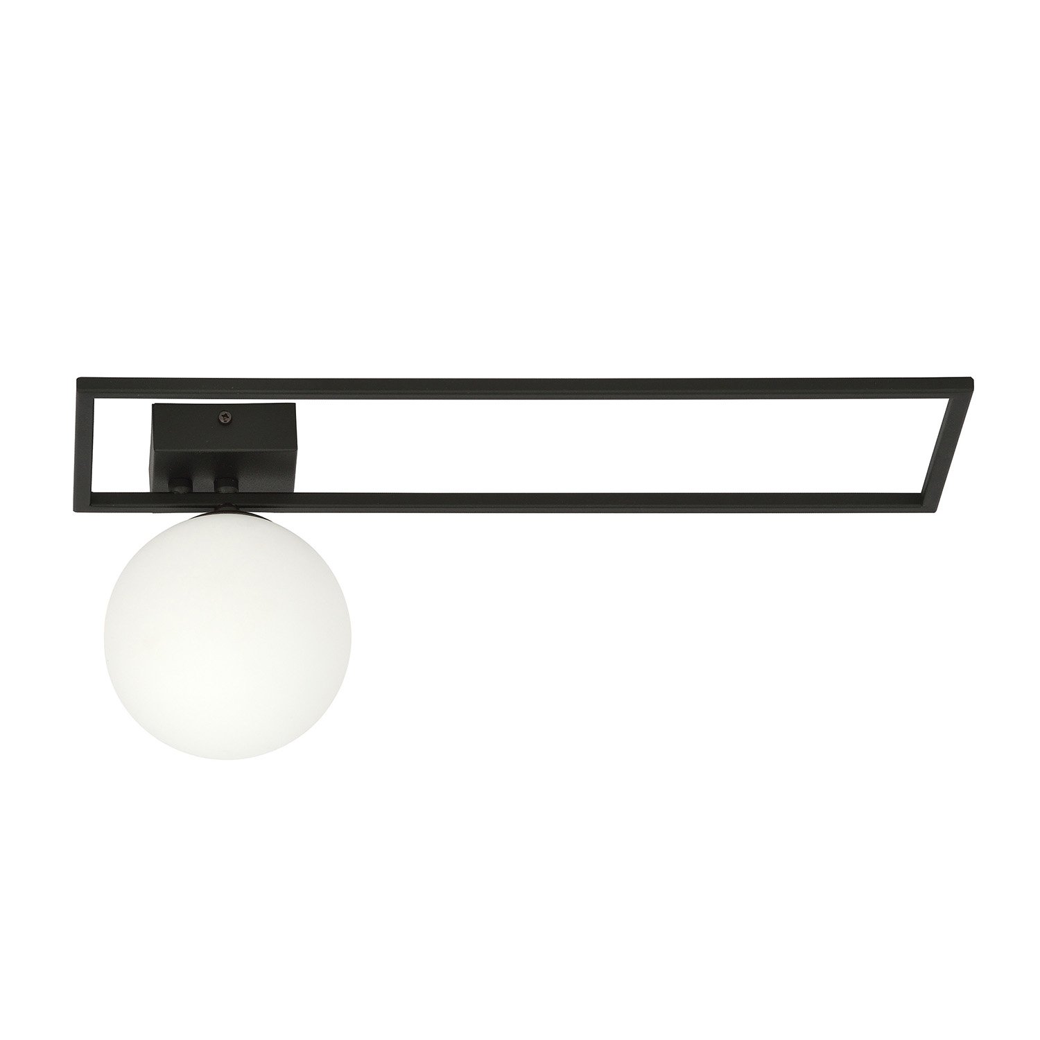 Plafoniera Moderna 1 Luce Perseo 1130/1B Acciaio Nero Vetro Opale 1130/1B