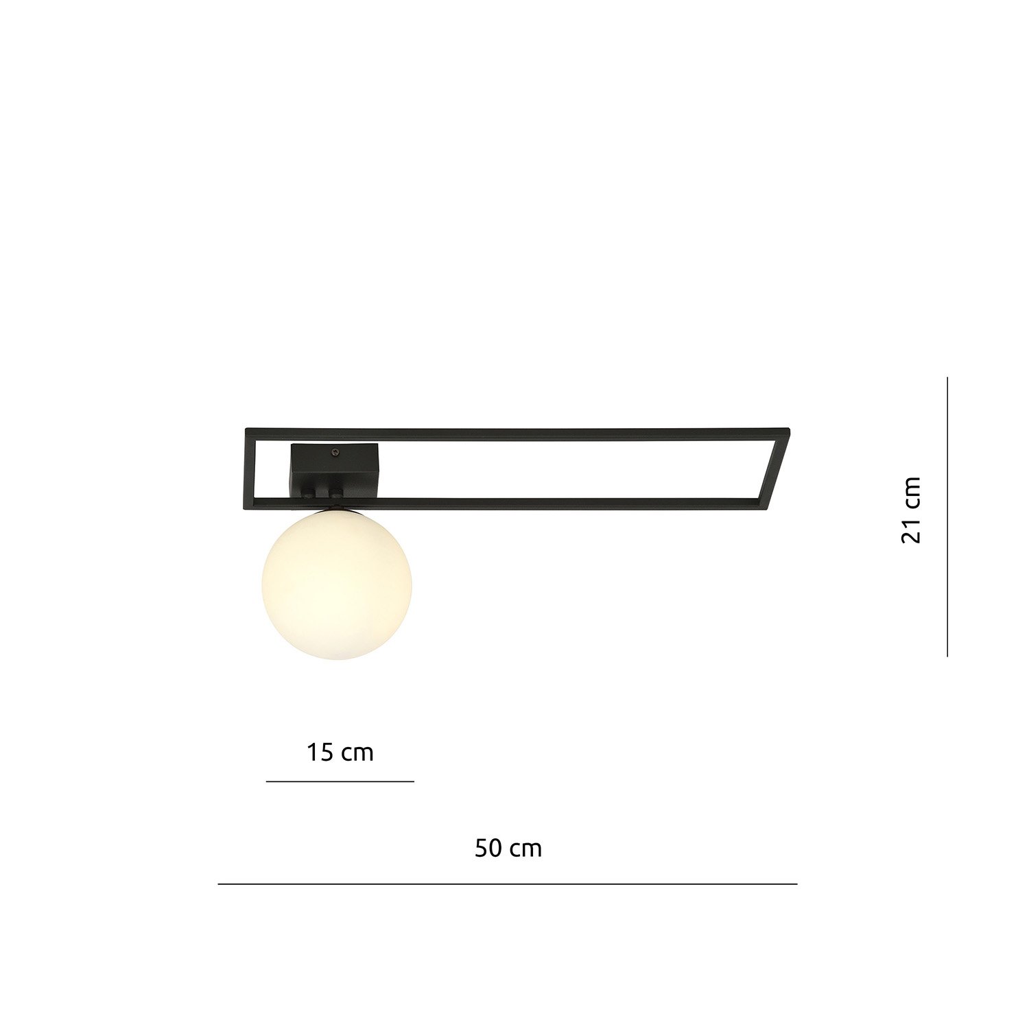Plafoniera Moderna 1 Luce Perseo 1130/1B Acciaio Nero Vetro Opale 1130/1B