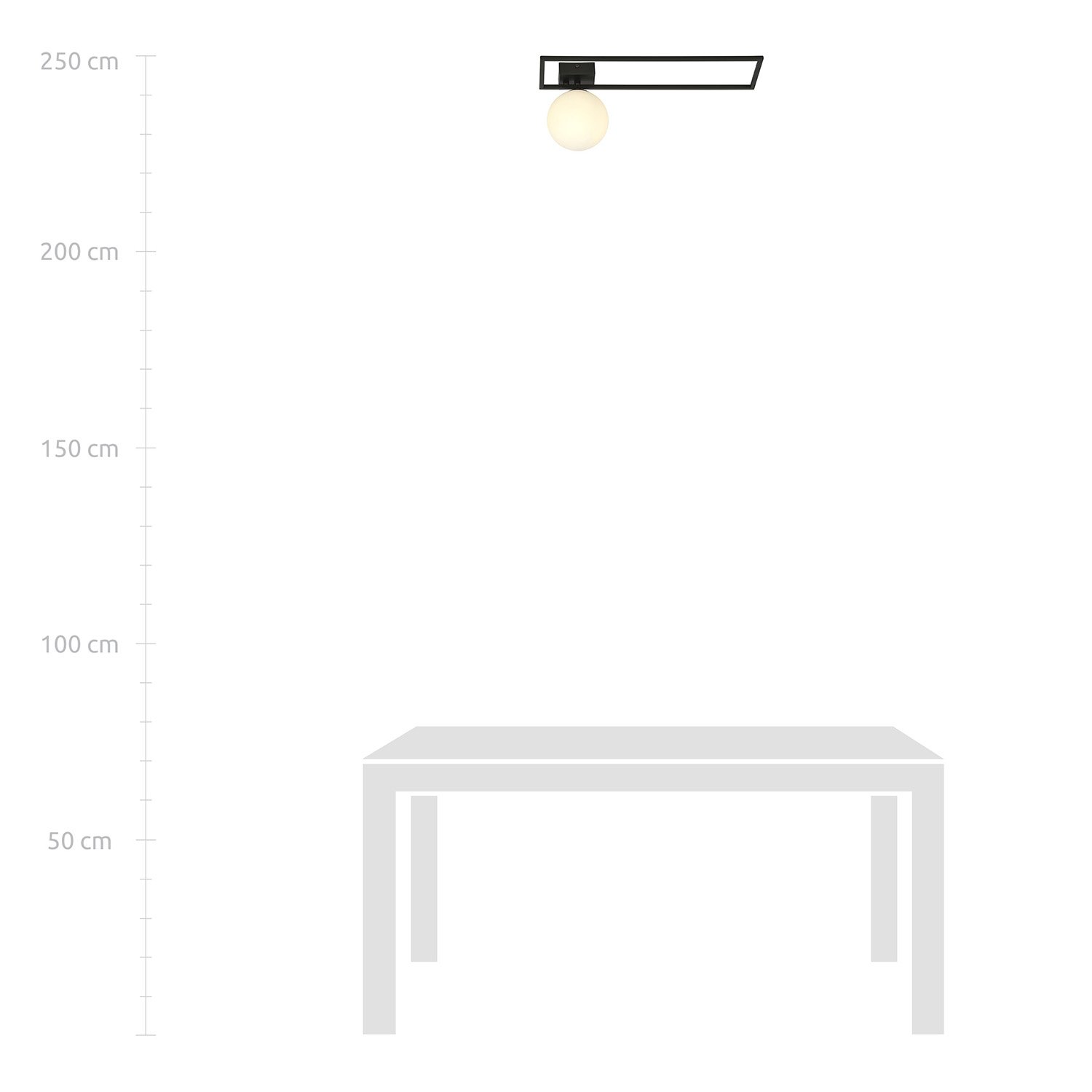 Plafoniera Moderna 1 Luce Perseo 1130/1B Acciaio Nero Vetro Opale 1130/1B