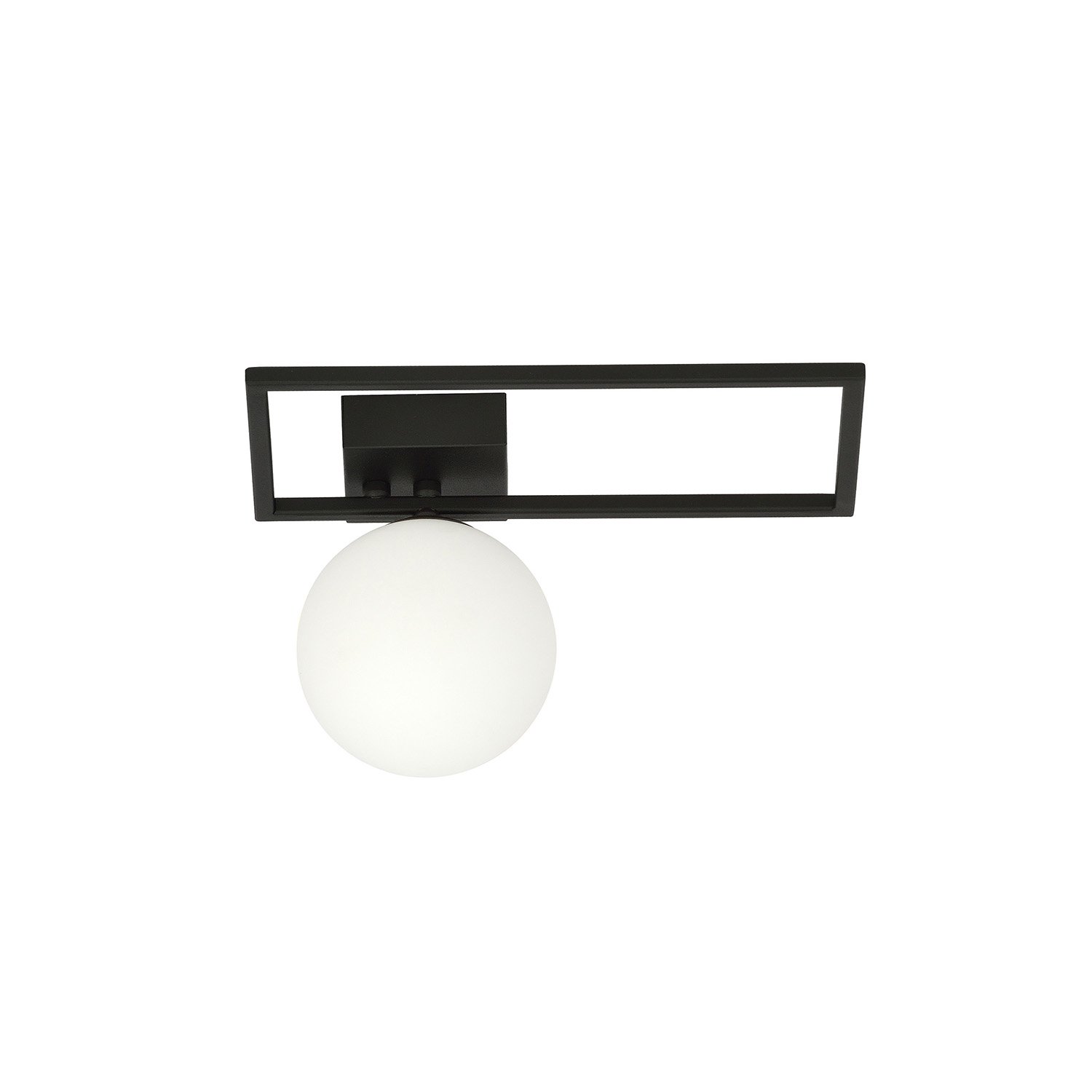 Plafoniera Moderna 1 Luce Perseo 1130/1D Acciaio Nero Vetro Opale 1130/1D
