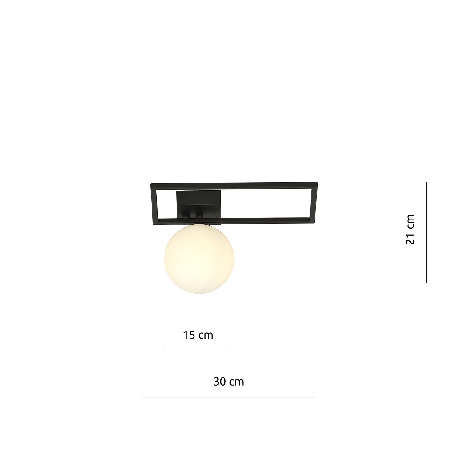 Plafoniera Moderna 1 Luce Perseo 1130/1D Acciaio Nero Vetro Opale 1130/1D