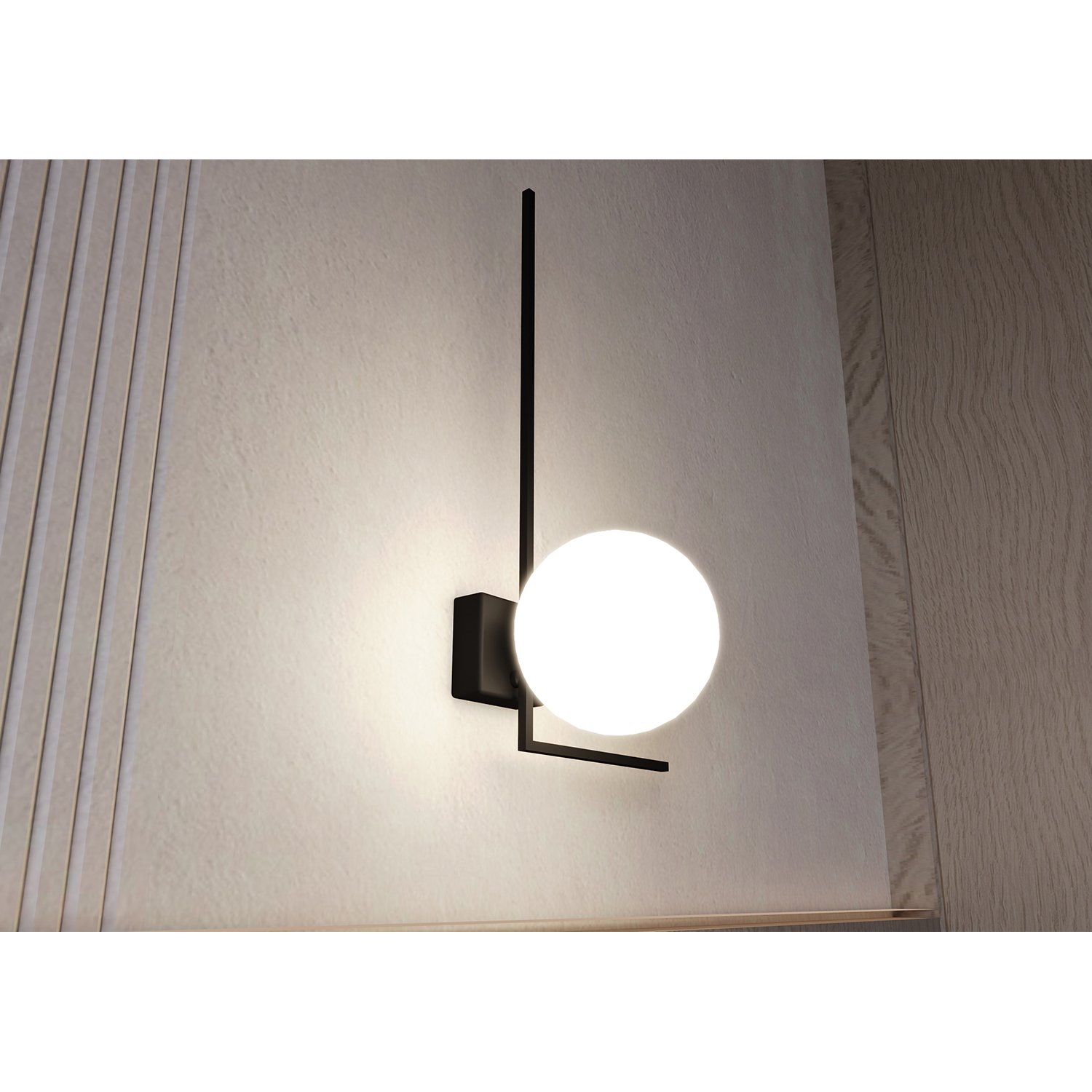 Plafoniera Moderna 1 Luce Perseo 1130/1F Acciaio Nero Vetro Opale 1130/1F