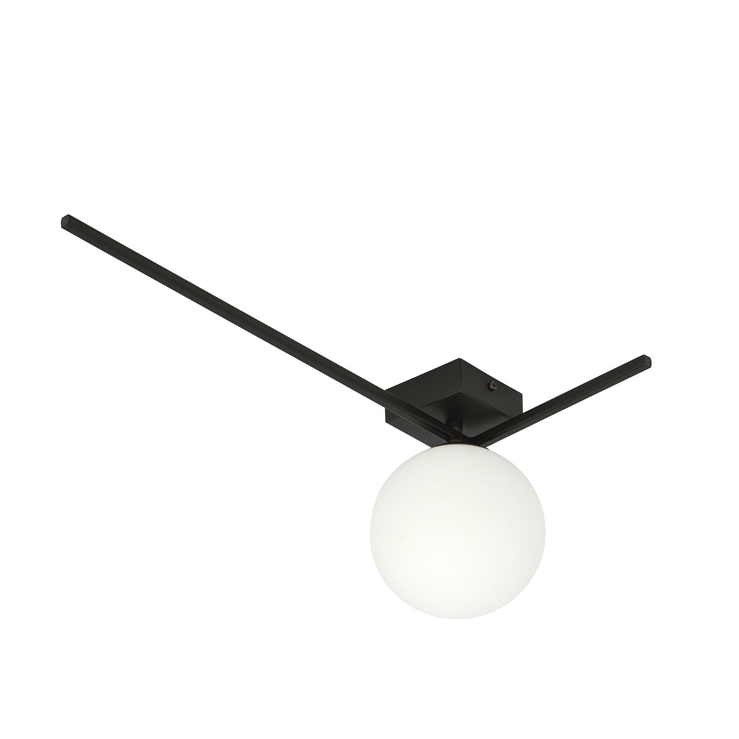Plafoniera Moderna 1 Luce Perseo 1130/1F Acciaio Nero Vetro Opale 1130/1F