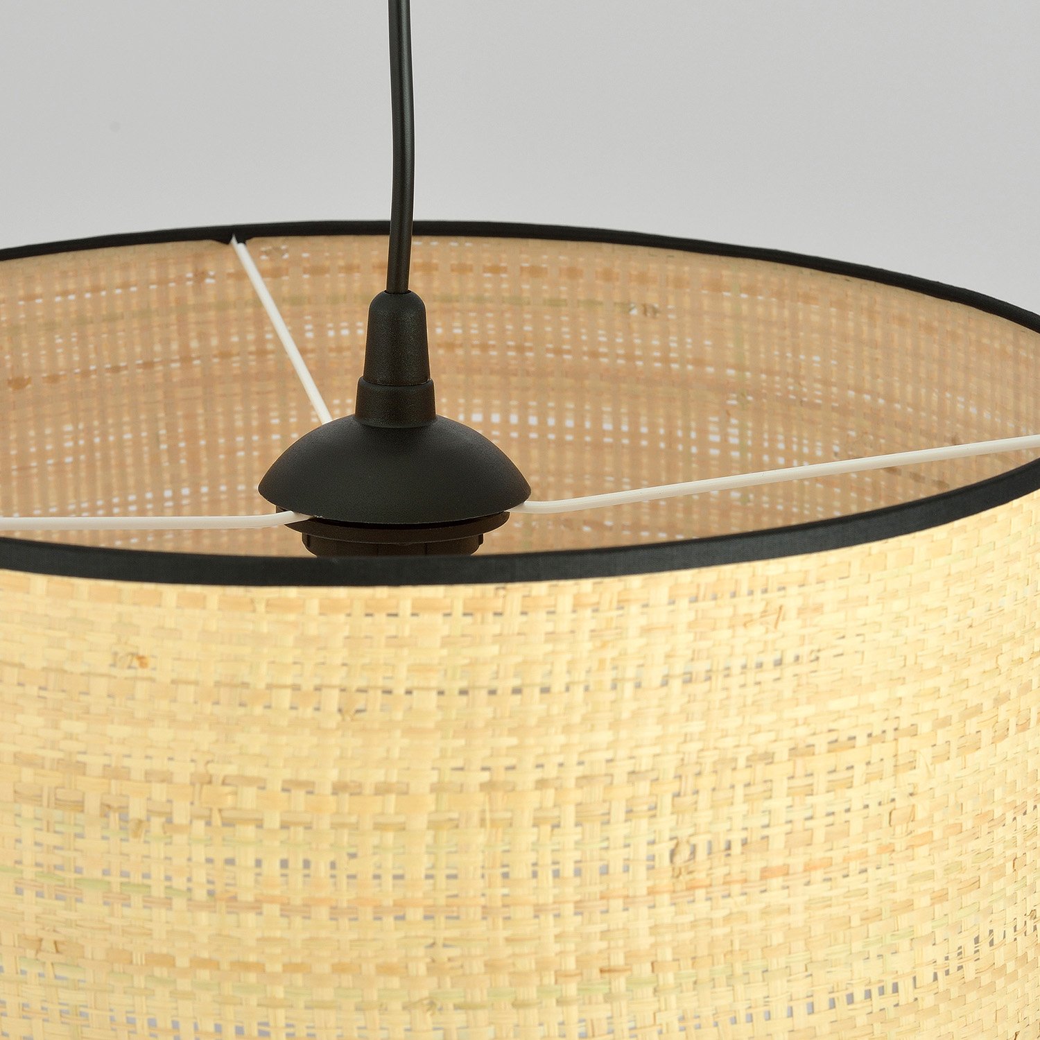 Sospensione Nordica 1 Luce Drago In Acciaio Nero E Rattan LA0118-EB-1-NR-MA