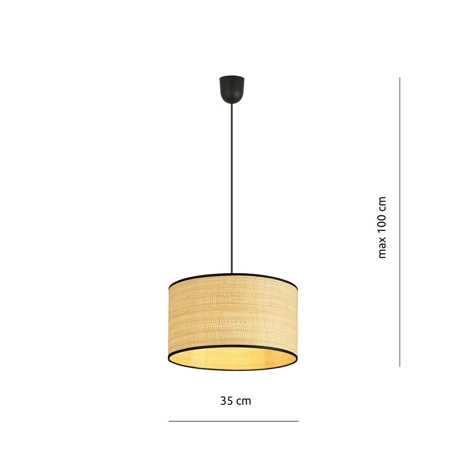 Sospensione Nordica 1 Luce Drago In Acciaio Nero E Rattan LA0118-EB-1-NR-MA