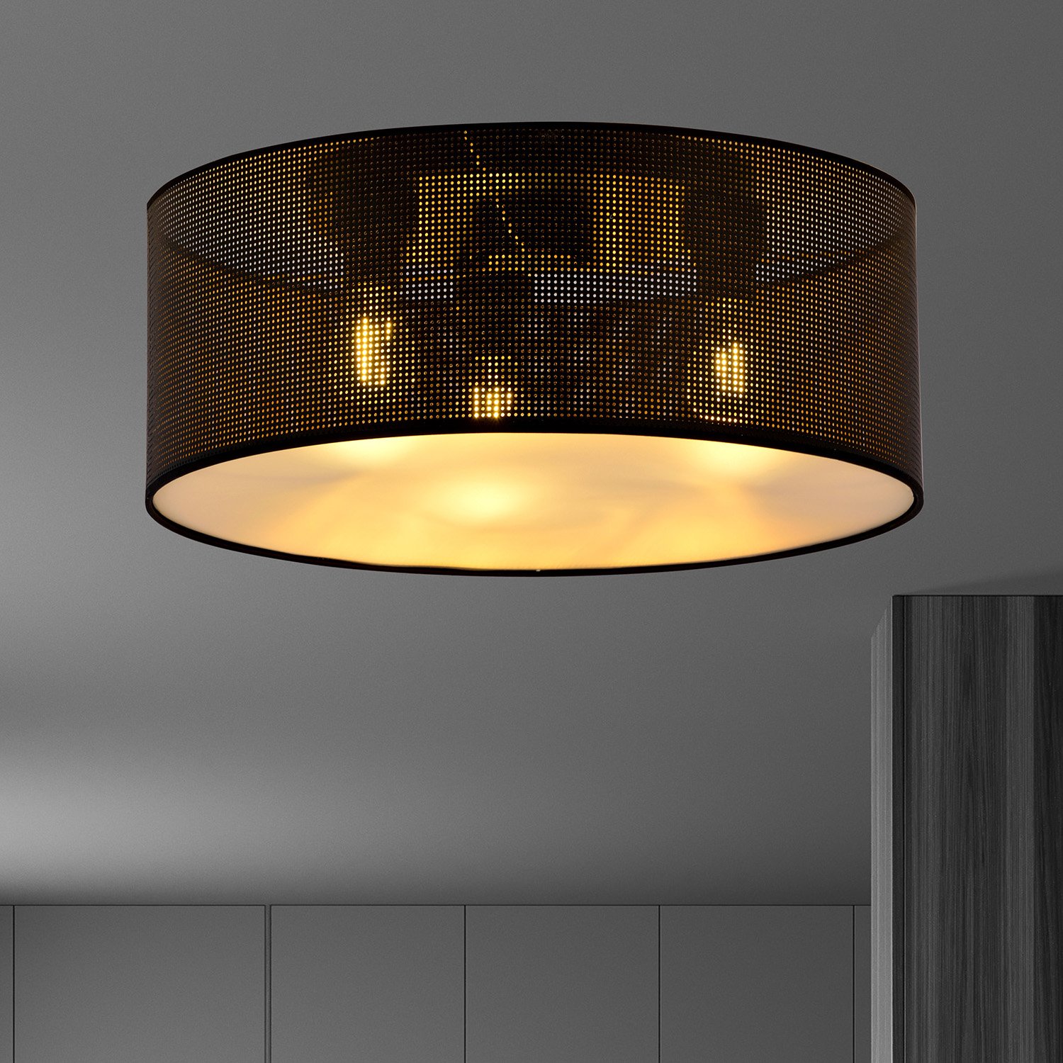 Plafoniera Minimal 3 Luci Drago In Acciaio Nero E Oro LA0118-EB-PL3-NR-OR